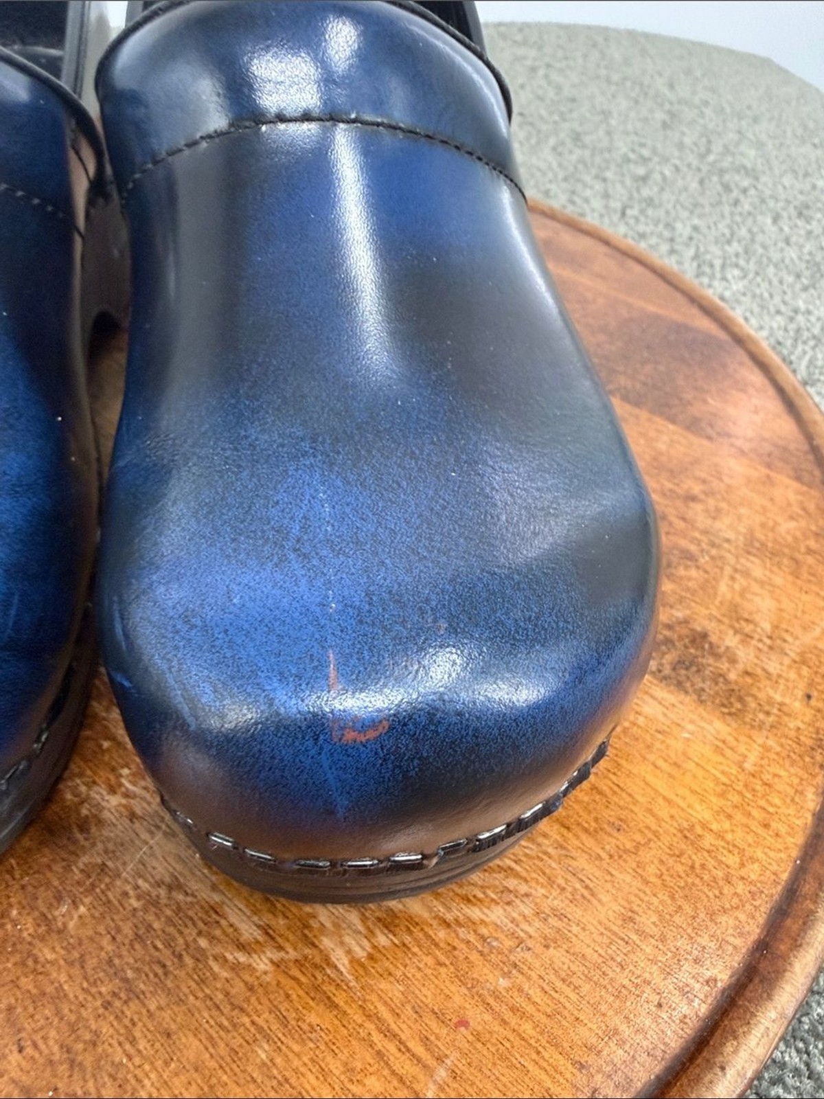 Sanita Shoes Wm 40 US 9 Blue Leather Slip-On Clogs Nursing Professional Slip On