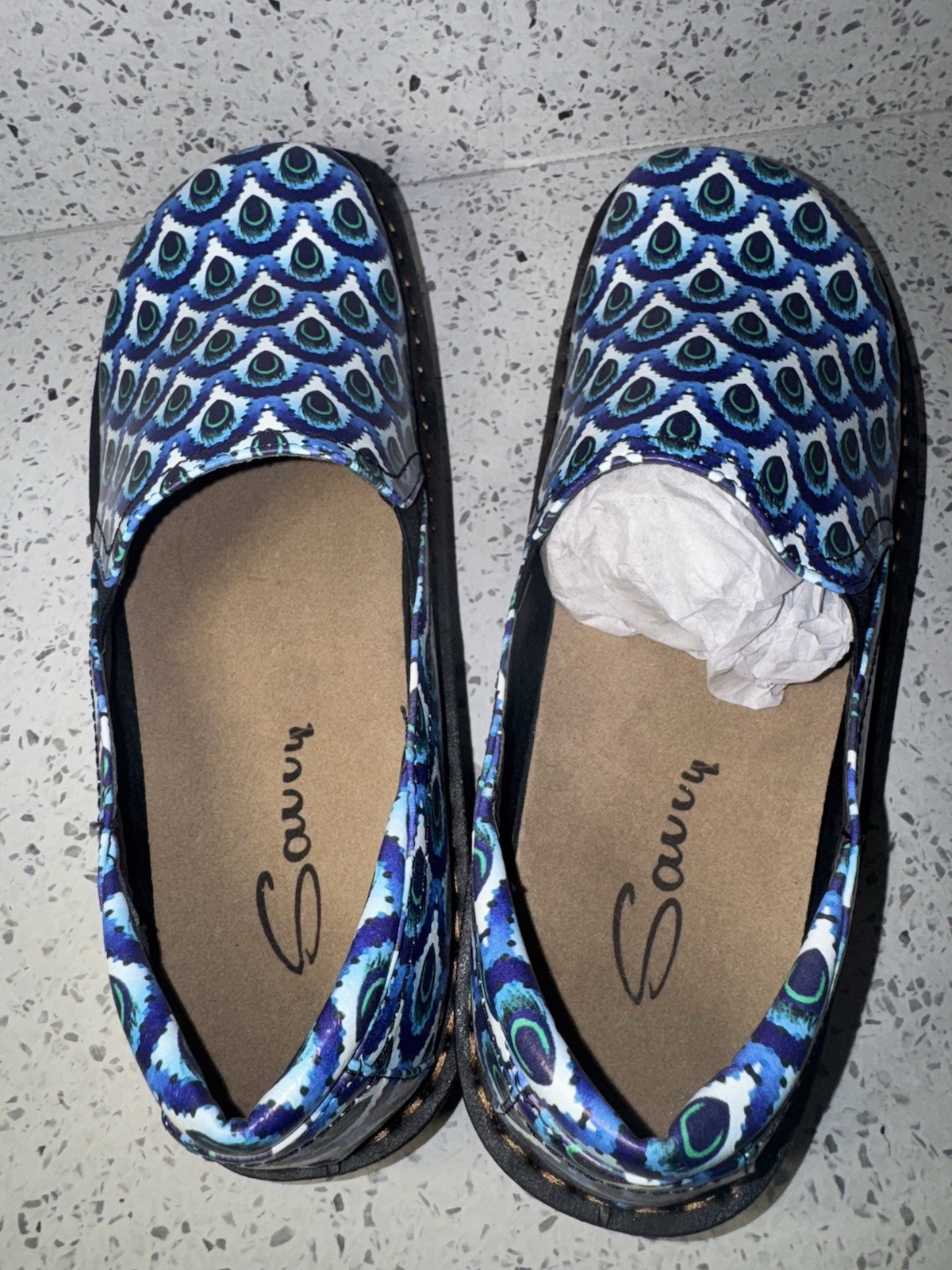 SAVVY Ducky Slip-On Slip Resistant Nursing Shoes Women Size 11 M Peacock