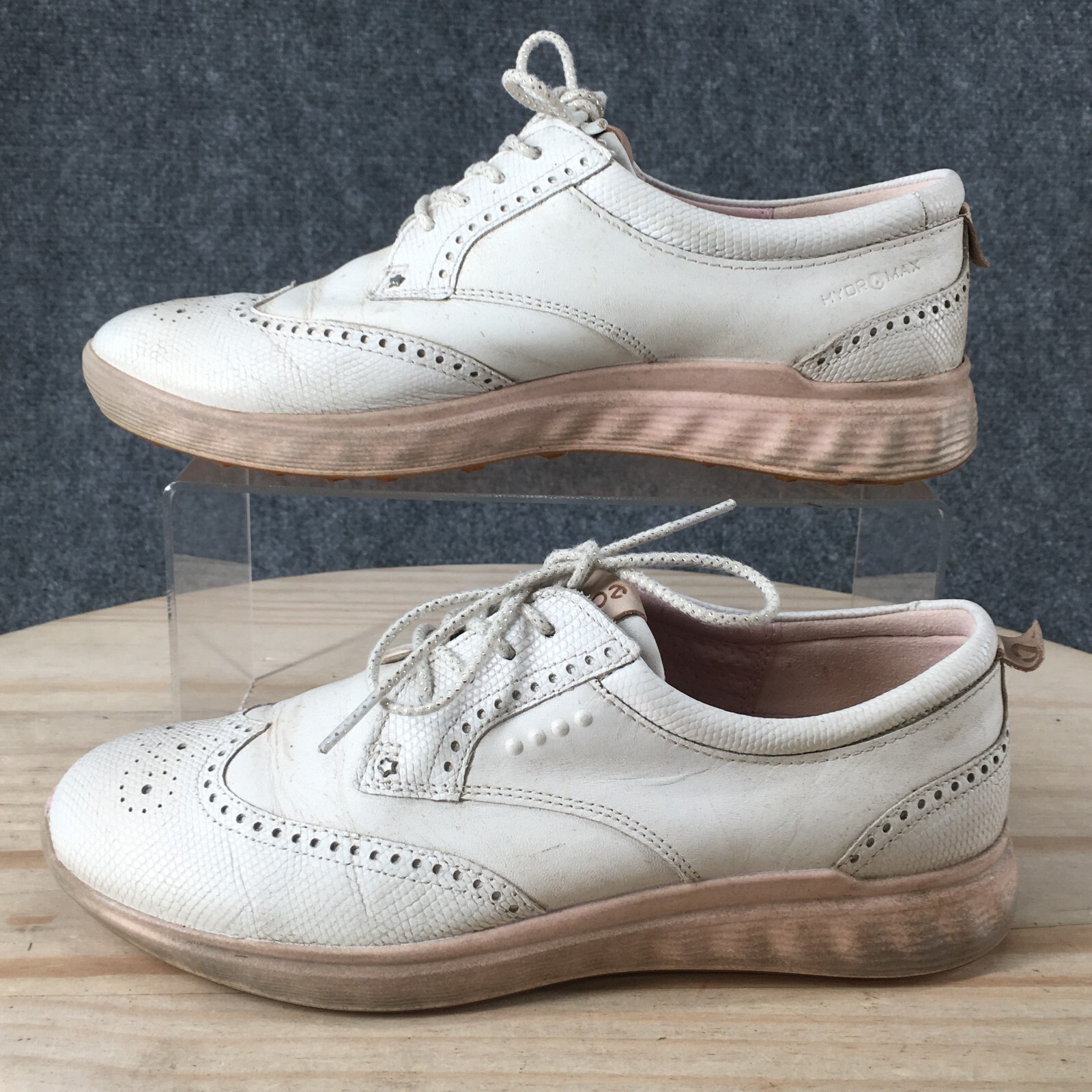 ECCO Shoes Womens 6.5 S-Classic Hydromax Wingtip Oxford Sneakers White Leather