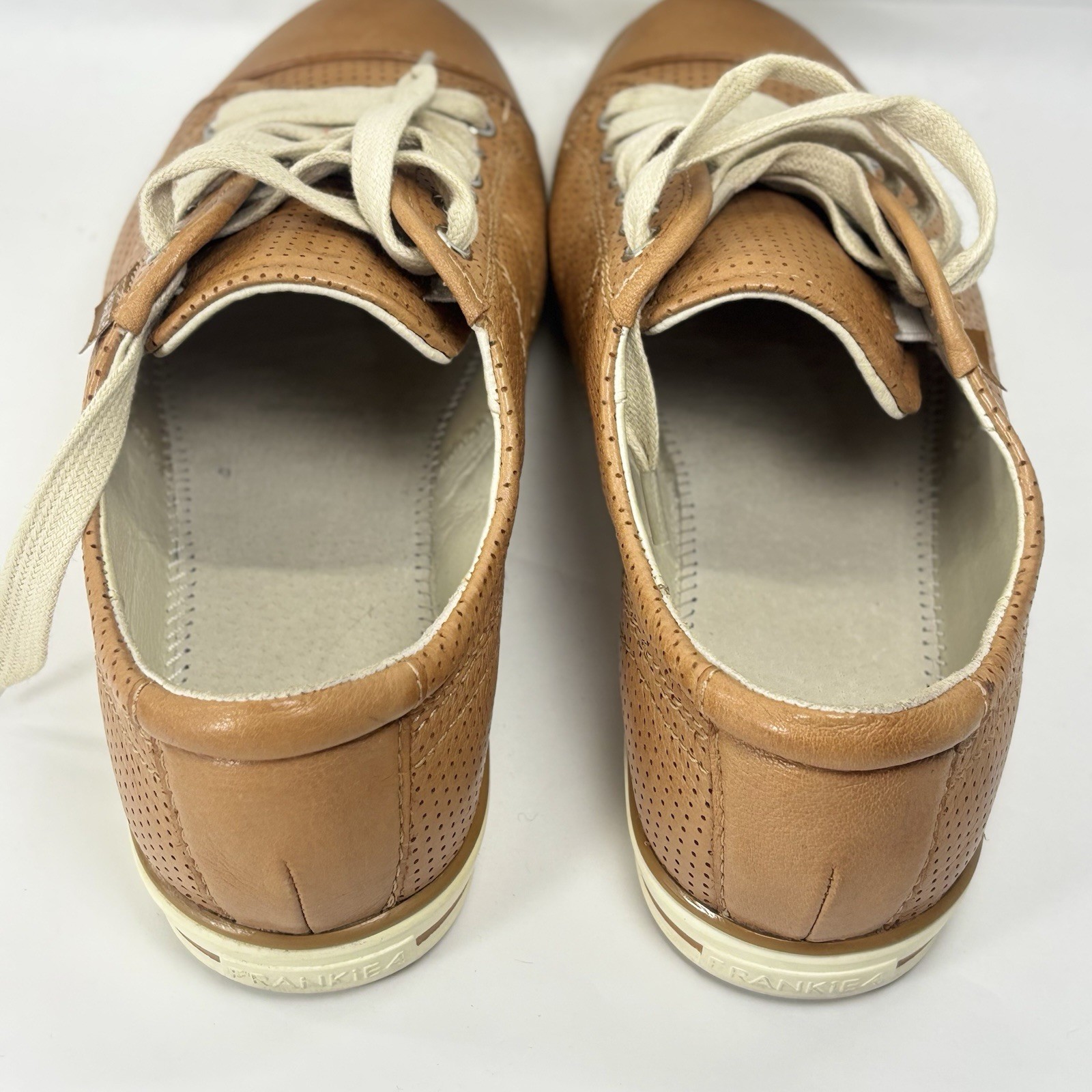 FRANKiE4 NAT II Sneakers Womens 7 Soft Tan Perforated Leather Comfort NO INSOLES