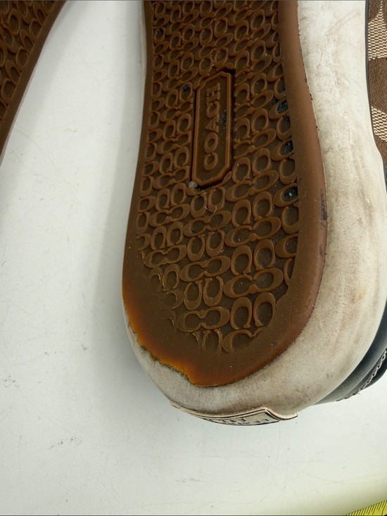 Coach Tan/Brown Signature Canvas Lace-Up Sneakers women 12 casual Y2K vacation