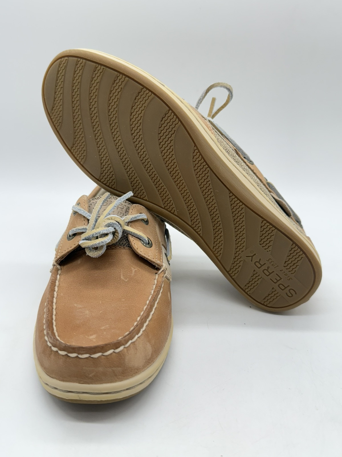 Sperry Women’s Koifish Linen Oats Boat Shoes – Tan – Size US 7.5 – STS95589