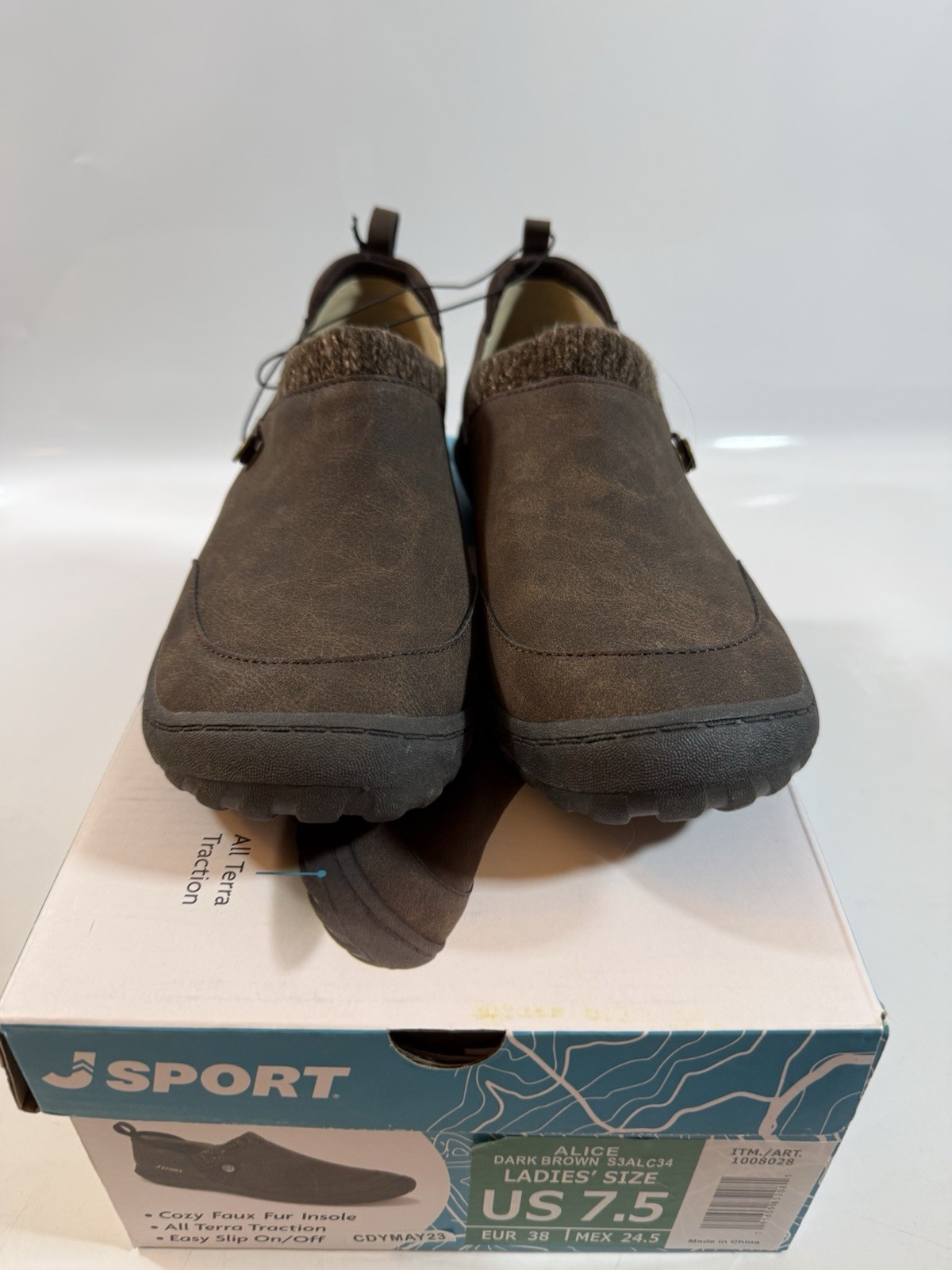Jsport Jambu Women’s Alice Slip-On Shoes, Size 7.5M Brown Faux Leather