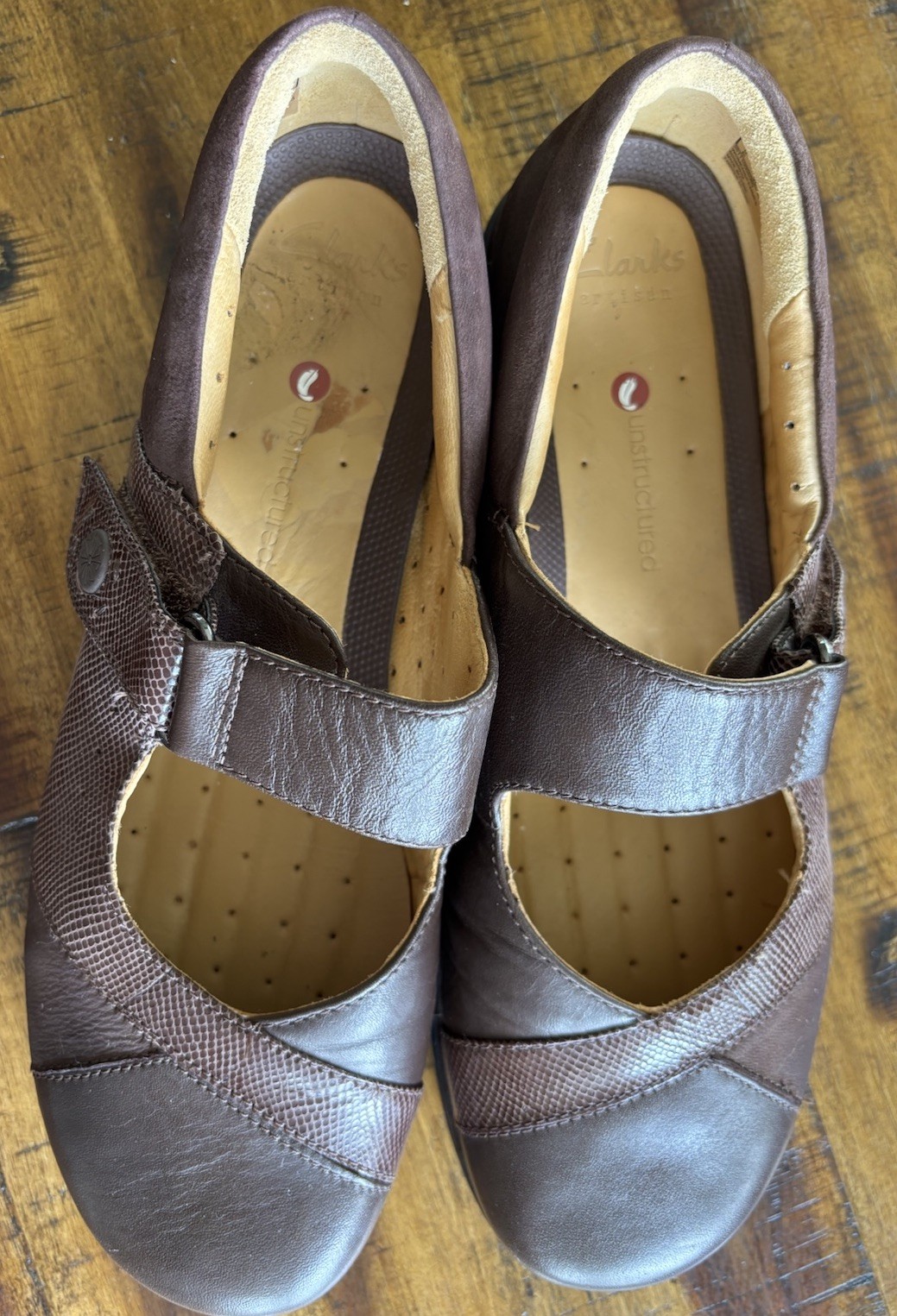 Clarks Artisan Unstructured Mary Jane Brown Leather Comfort Shoes Women’s 8.5W