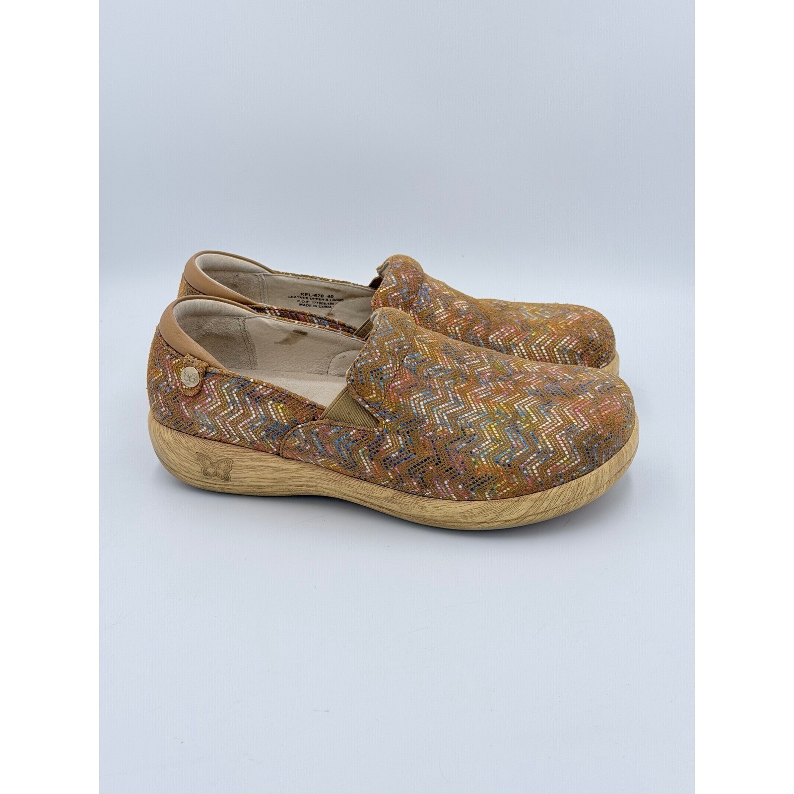 Alegria Keli Clogs Womens EU 40 US 9.5 Multi Chevron Leather KEL-678