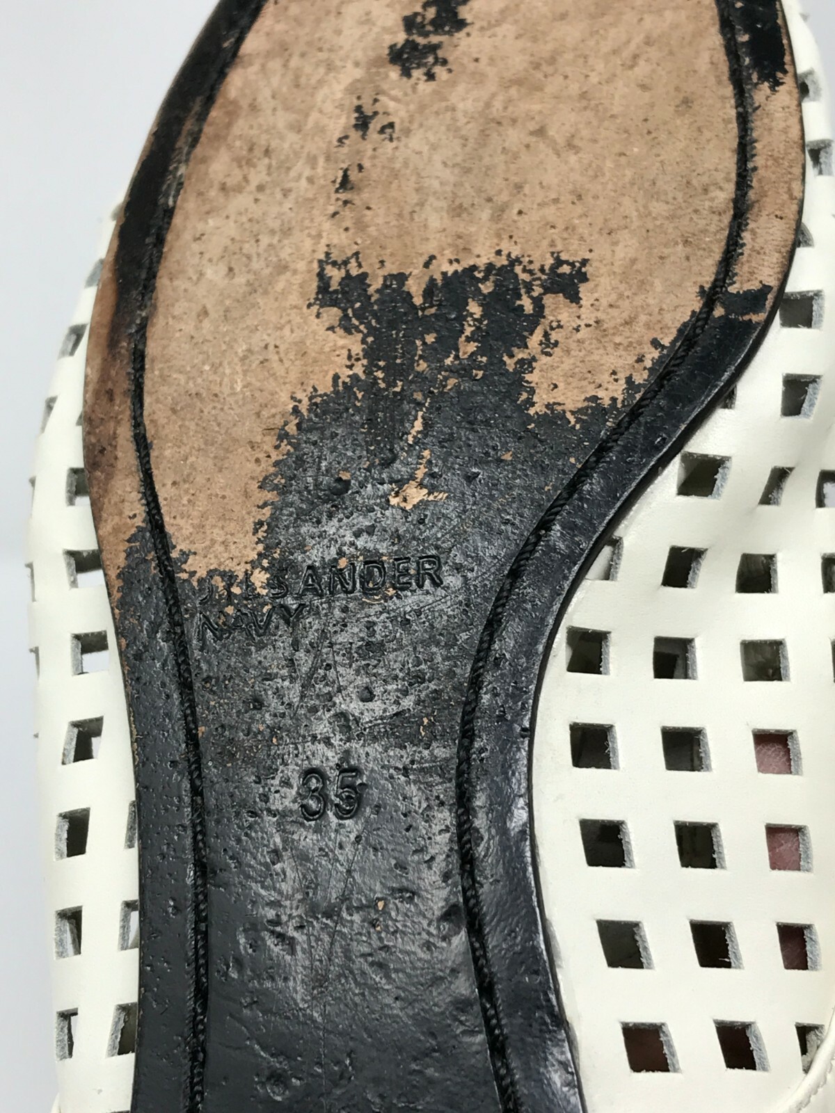JIL SANDER Navy Womens Laser Cut Leather Lace Up Oxford Derby Shoes SZ 35 5 lux
