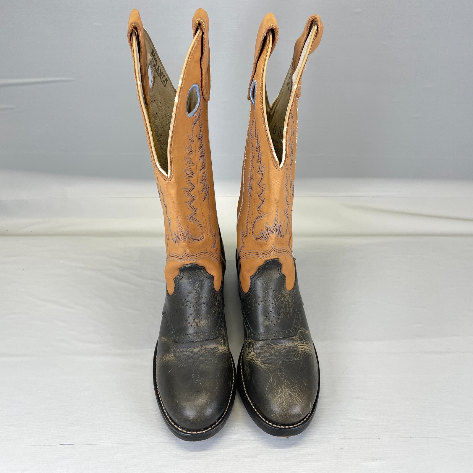 Vintage Durango Western Cowboy Boots Womens Size 6M Two Tone Brown Black Leather