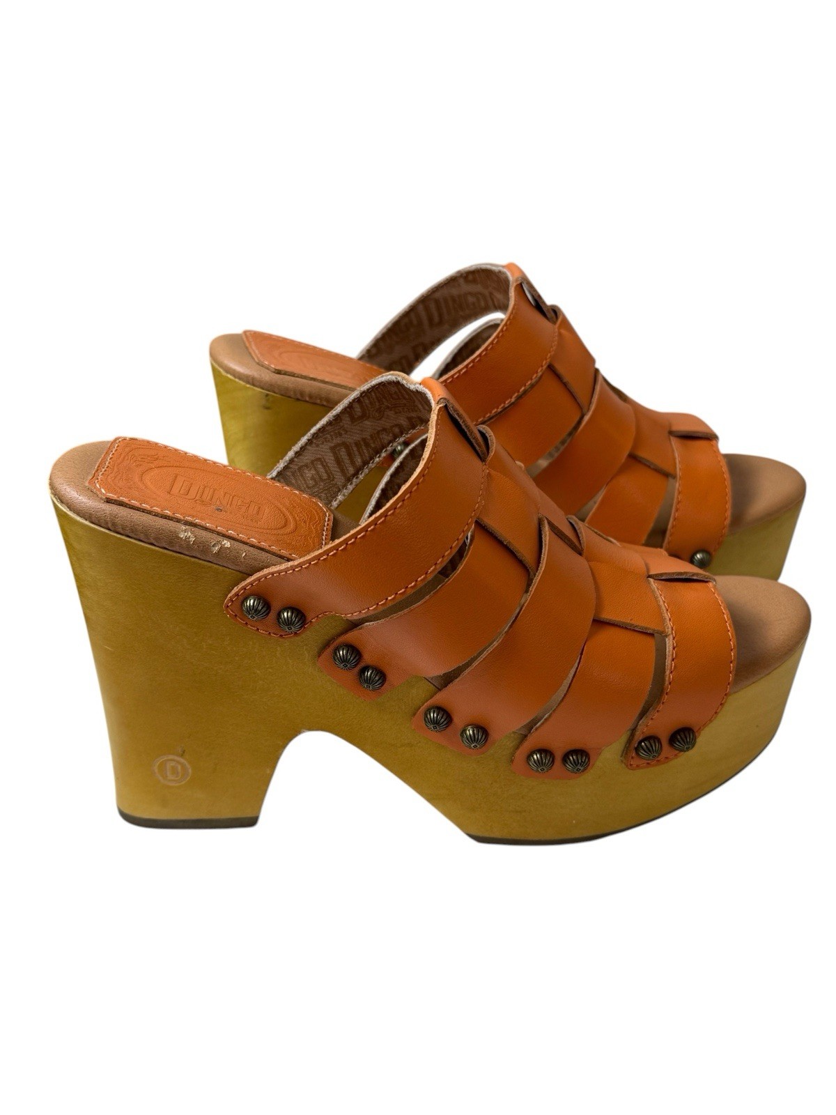 Dingo Women’s Dagwood Sandals Orange Leather 8M Clogs Platform Bohemian Festival