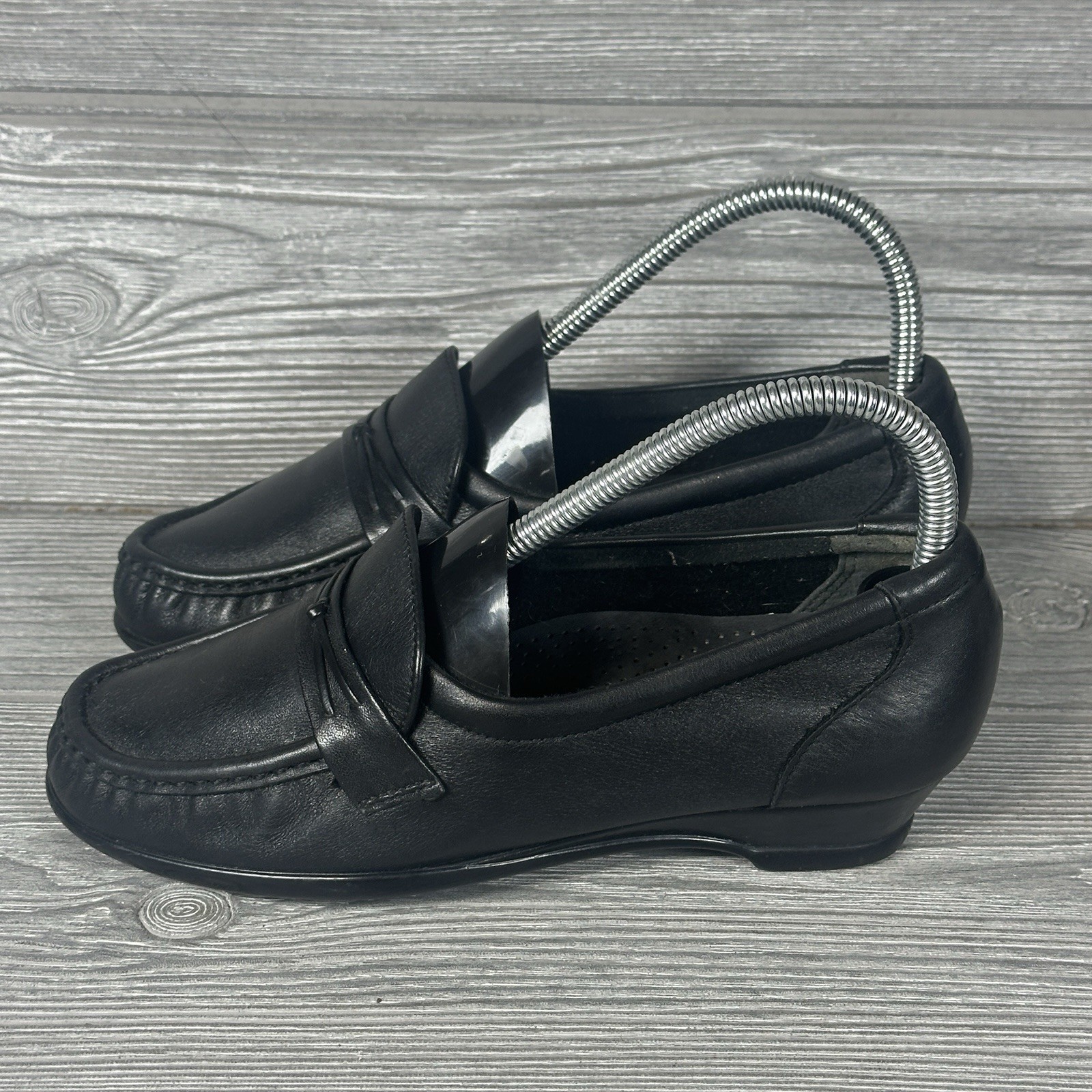 SAS Shoes Women’s 6 B Easier Tripad Comfort Slip On Wedge Loafer Leather Black