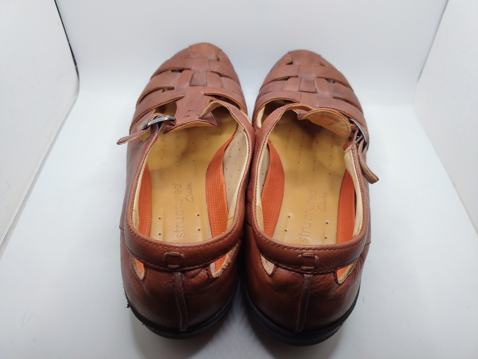 Clarks Structured Womens Brown Leather Closed Toed Sandel Shoes Size 10N Used
