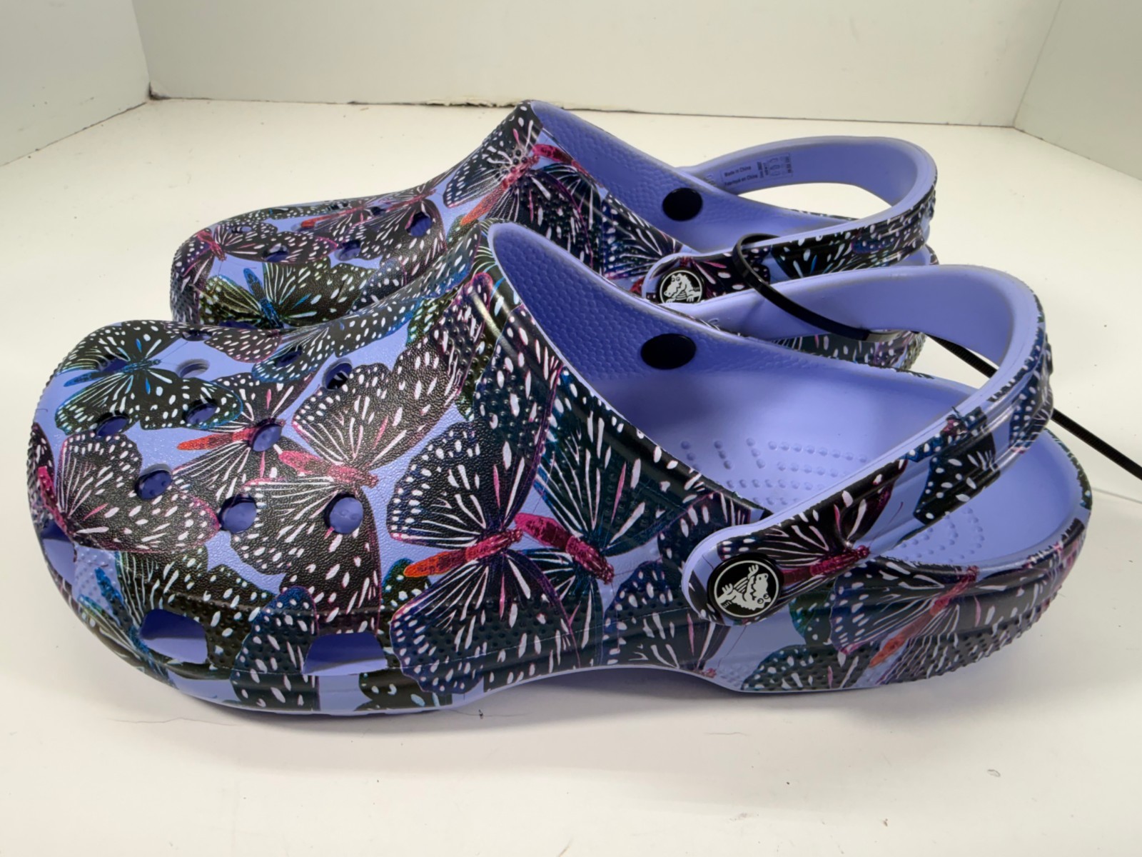 Crocs Classic Butterfly Clogs Womens 11 Moon Jelly Multi Slip-On Comfort NWOT