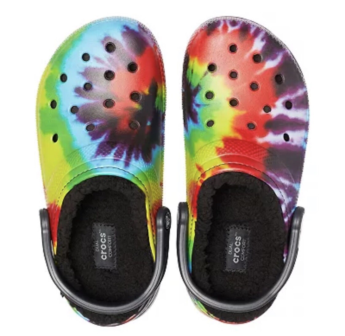 Crocs Classic Tie Dye Fuzz Lined Clogs Shoes Women’s Size 7 Men’s Size 5