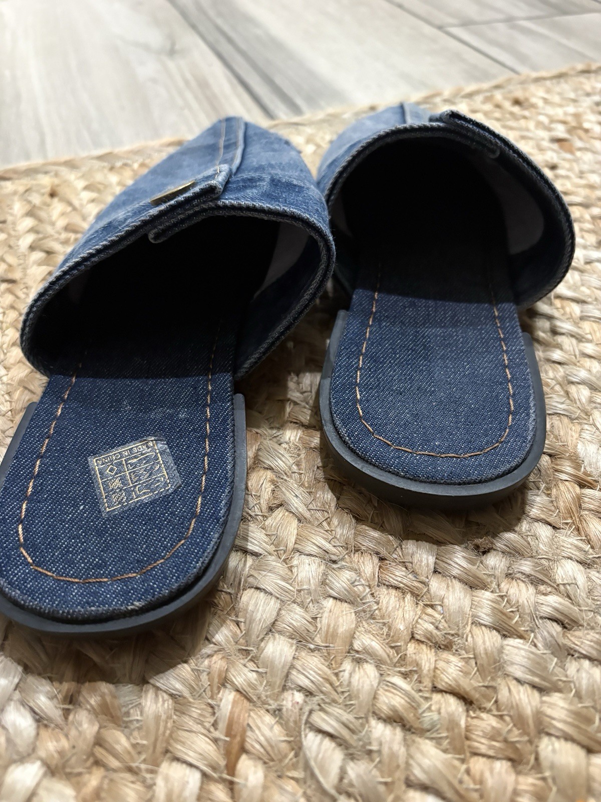 Guoranduo Shoes Womens 41 Slip On Mules Denim Casual Pointed Toe Flats US 8.5