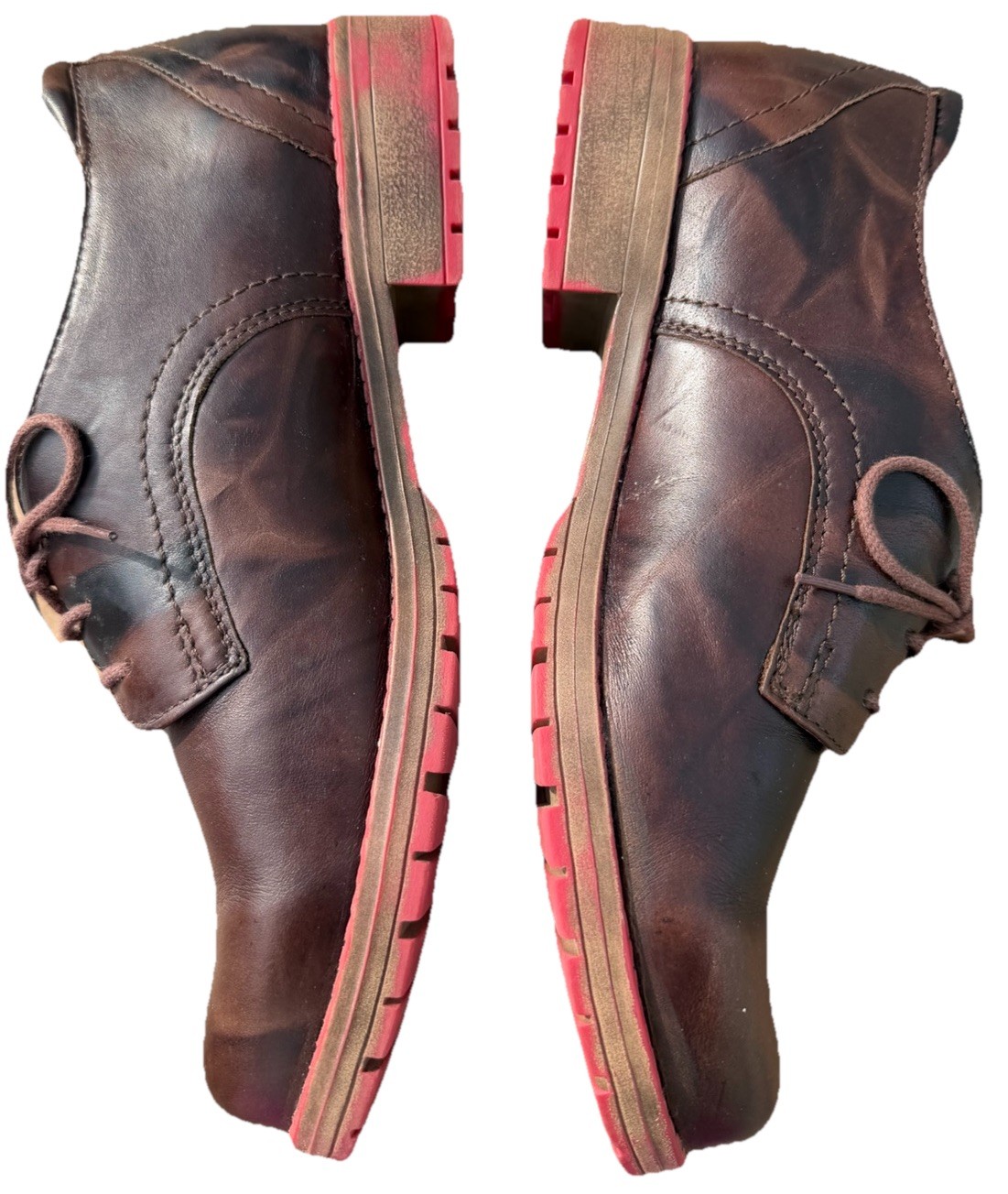 V Italia Gina 2 Oxford Shoes 38 7.5 Brown Bordeaux Leather Comfort Saddle Style