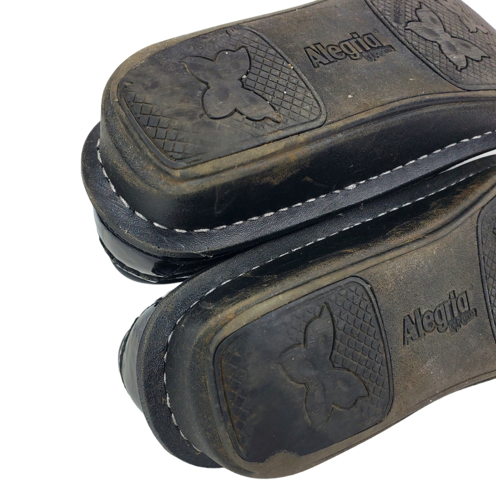 ALEGRIA Shoes Womens 38 US 7 Black Peacock Animal Print Nursing Clogs DEB-365