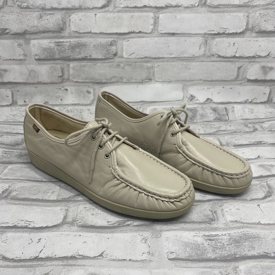 SAS Women’s Bounce Moc Toe Lace Oxford Comfort Walking Duty Shoe (Bone)