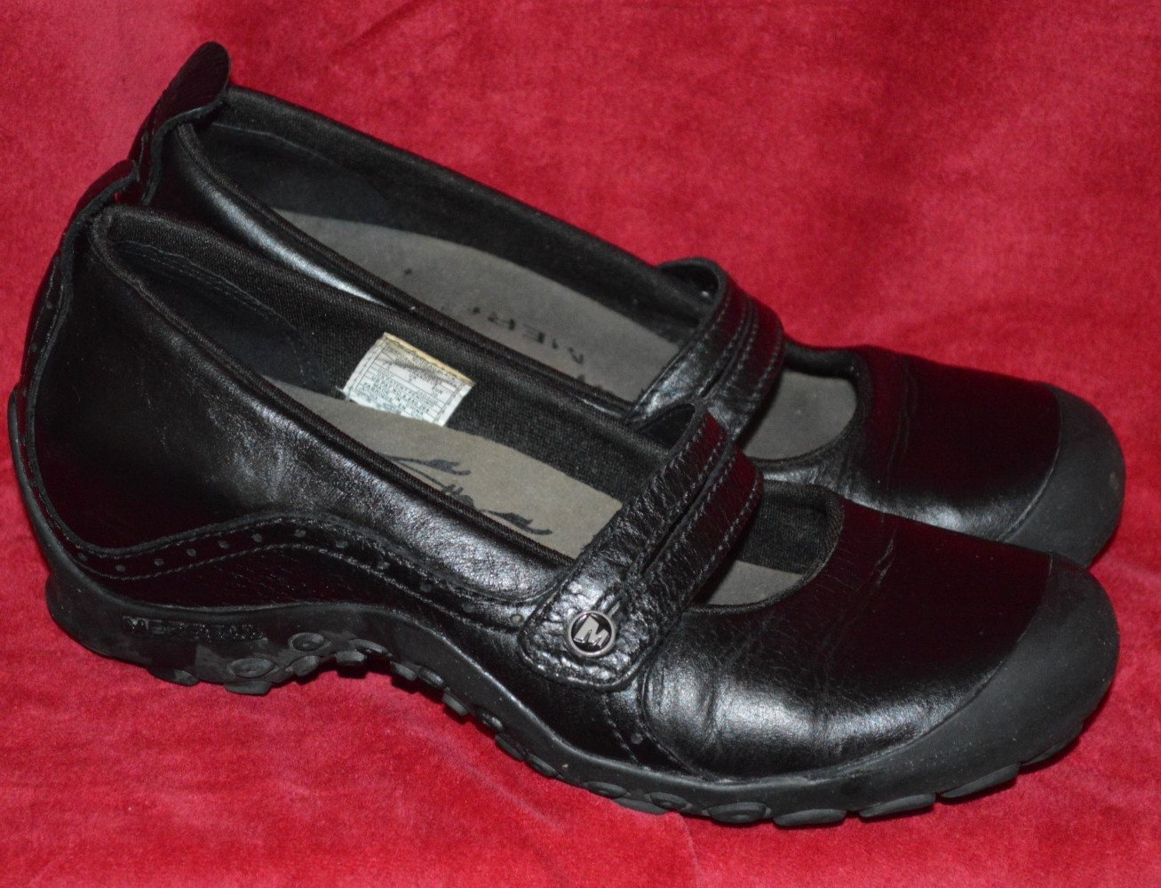 WOMEN’S MERRELL BLACK LEATHER PLAZA BANDEAU PERFORMANCE MARY JANES 7.5