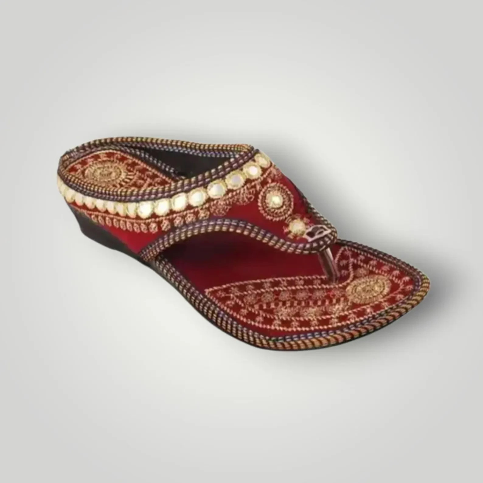 Handcrafted Maroon Embroidered Indian Jutti | Traditional Bridal Mojari
