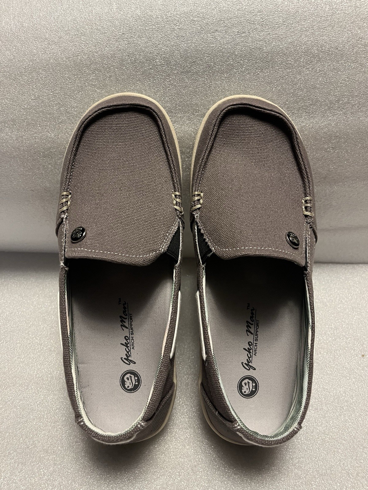 GECKO MAN Women’s Size 8 Orthotic Arch Support Canvas Slip On Loafer Shoes Gray