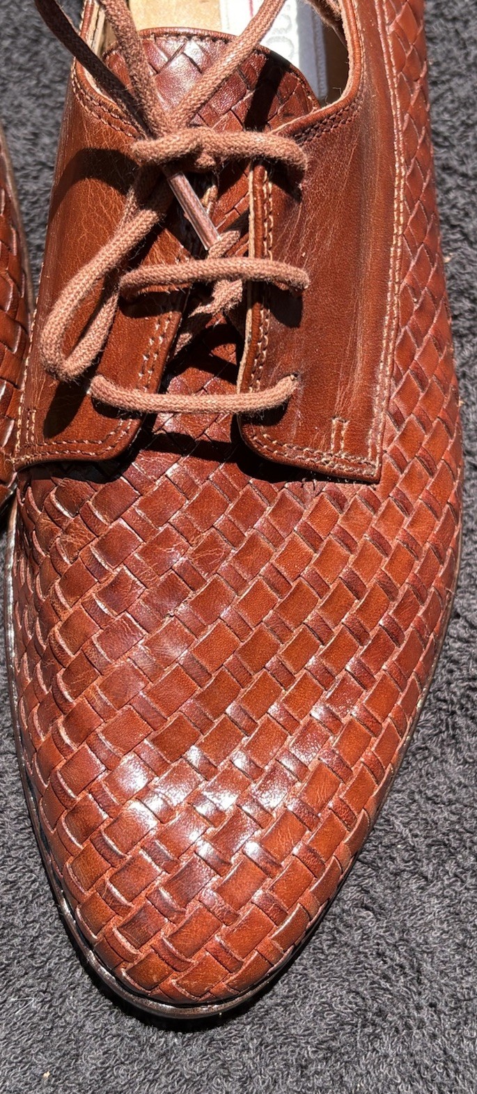 Vintage Bandolino Brown Woven Leather Oxford Women’s US10M Made In Brazil