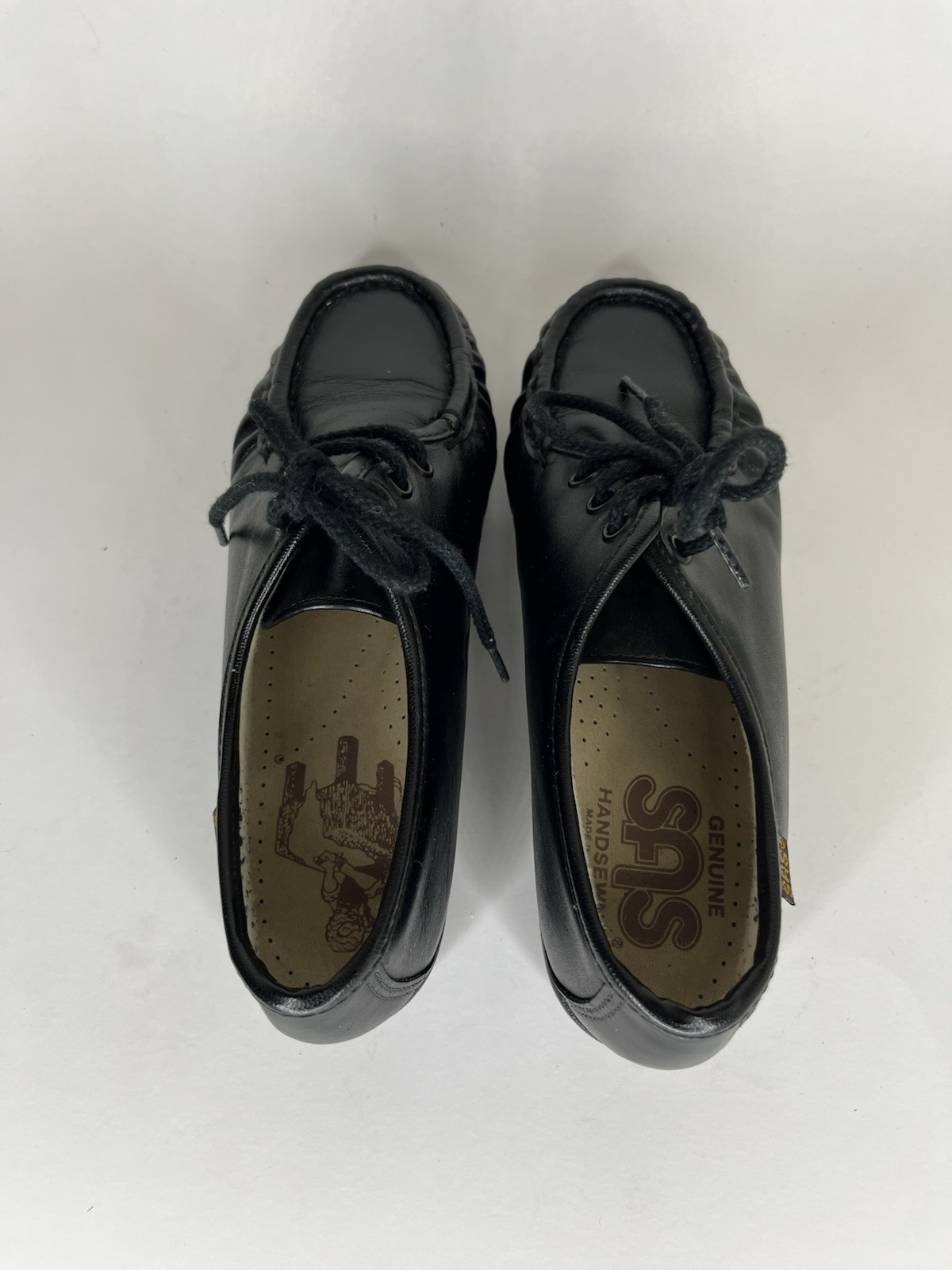 SAS Handsewn Shoes Moc Toes Lace Up Women Size 5M Black Leather USA
