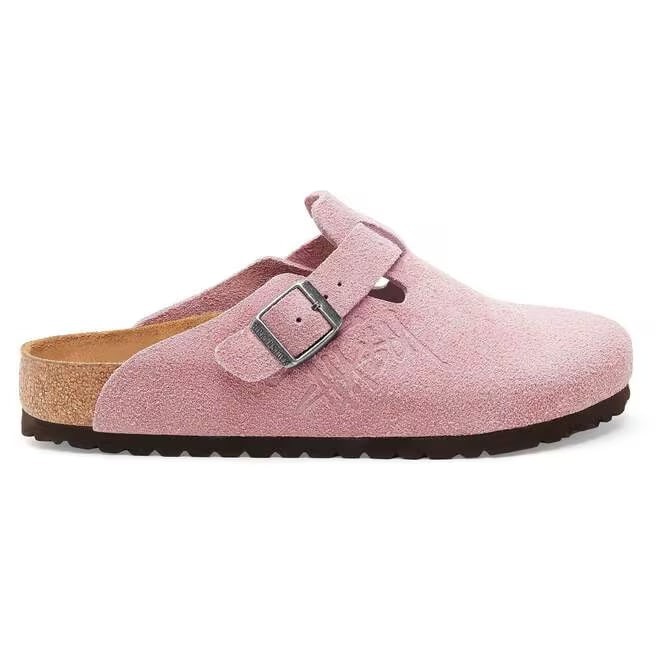 BIRKENSTOCK X Stussy Boston Suede Leather Pink Unisex Clog Shoes Wide