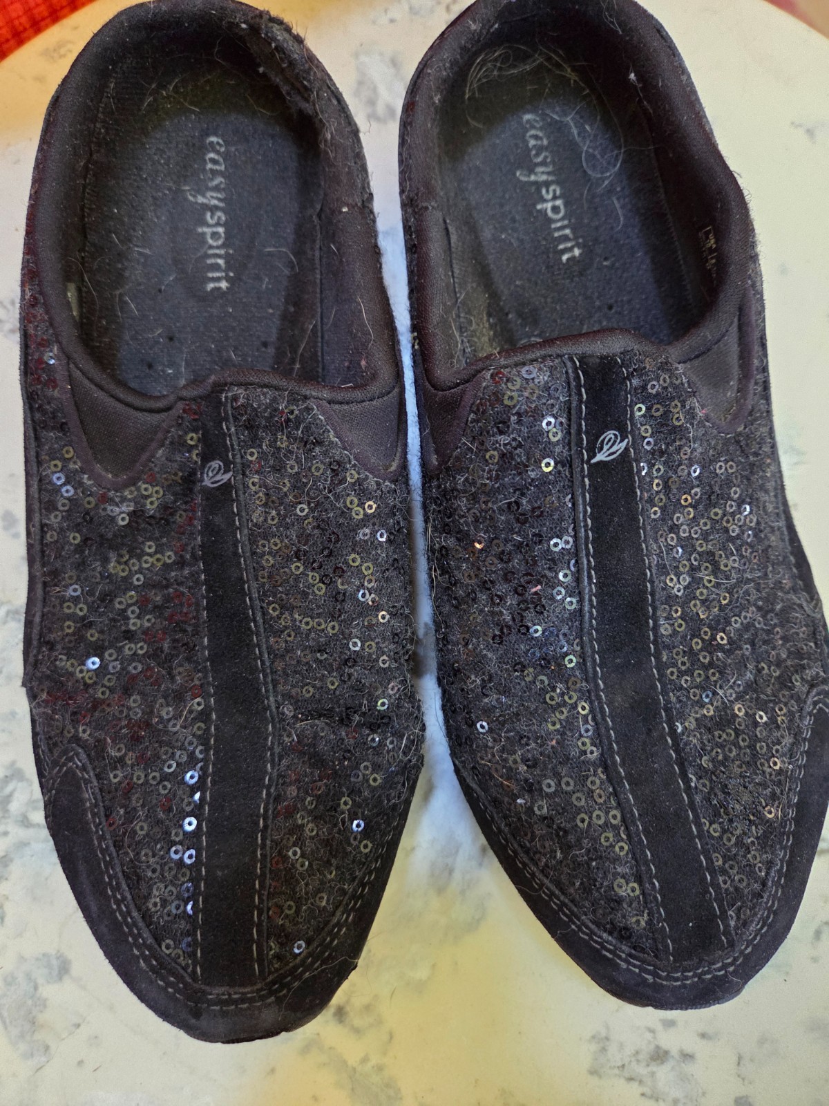 Easy Spirit Traveltime Black Sequined Mule Size 10