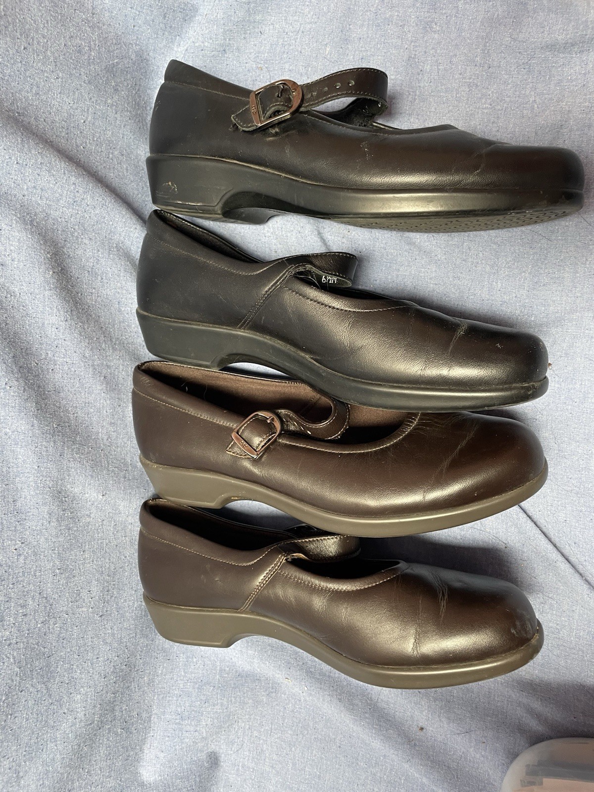 SAS Maria 2 Pair Brown And Black Leather Mary Jane Shoes Tripad Comfort 6.5 M