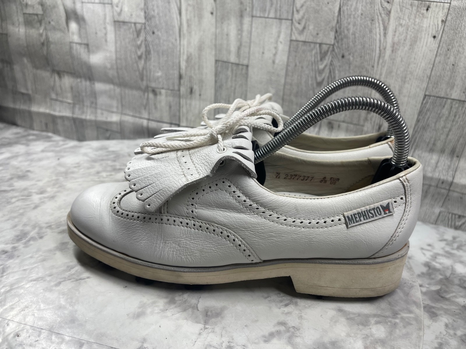 Mephisto Golf Shoes Women 8.5M Air-Relax Shoes White Leather Wingtips Kiltie