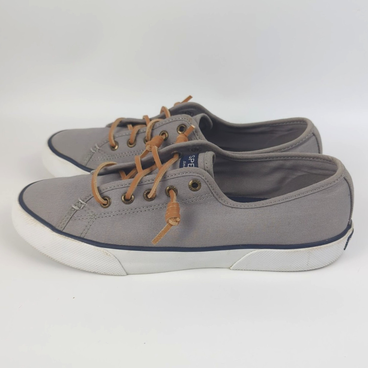 Sperry Top-Sider Womens Sz 8 Seacoast Gray Canvas Sneakers Memory Foam STS95729