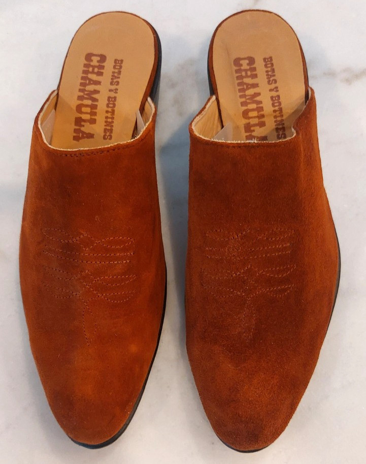 Chamula Brown Leather Mule Boots Women Size 6.5 Preowned Mexico 24.5