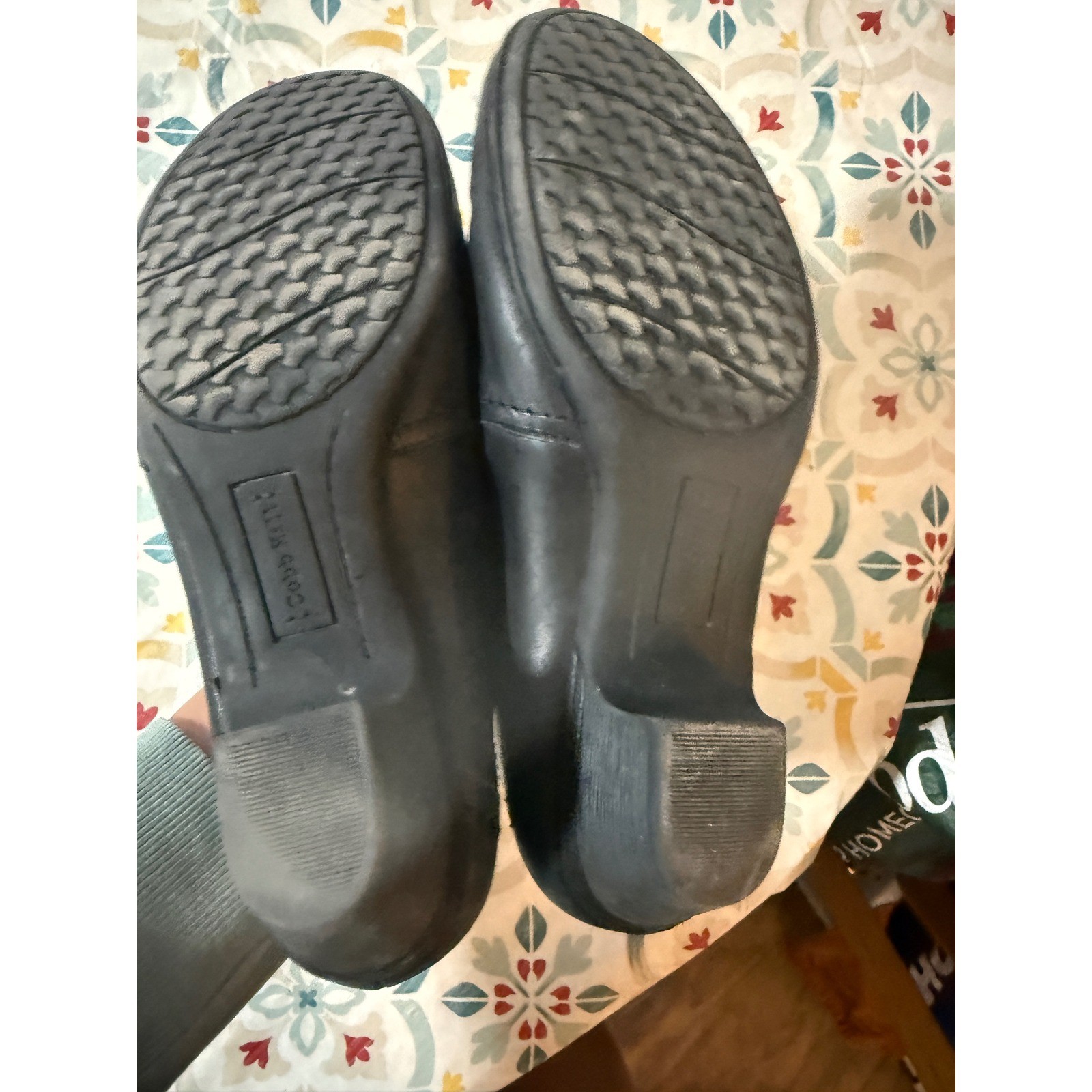 Cobb Hill New Balance Black Leather Ruched Slip On Low Heel Pumps Shoes 10N