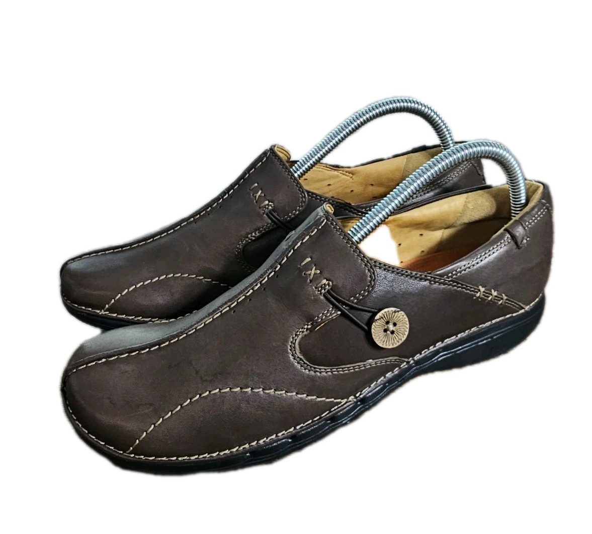 Clarks Unstructured Un Loop Loafers Dark Brown Leather Slip On Shoes Women 9