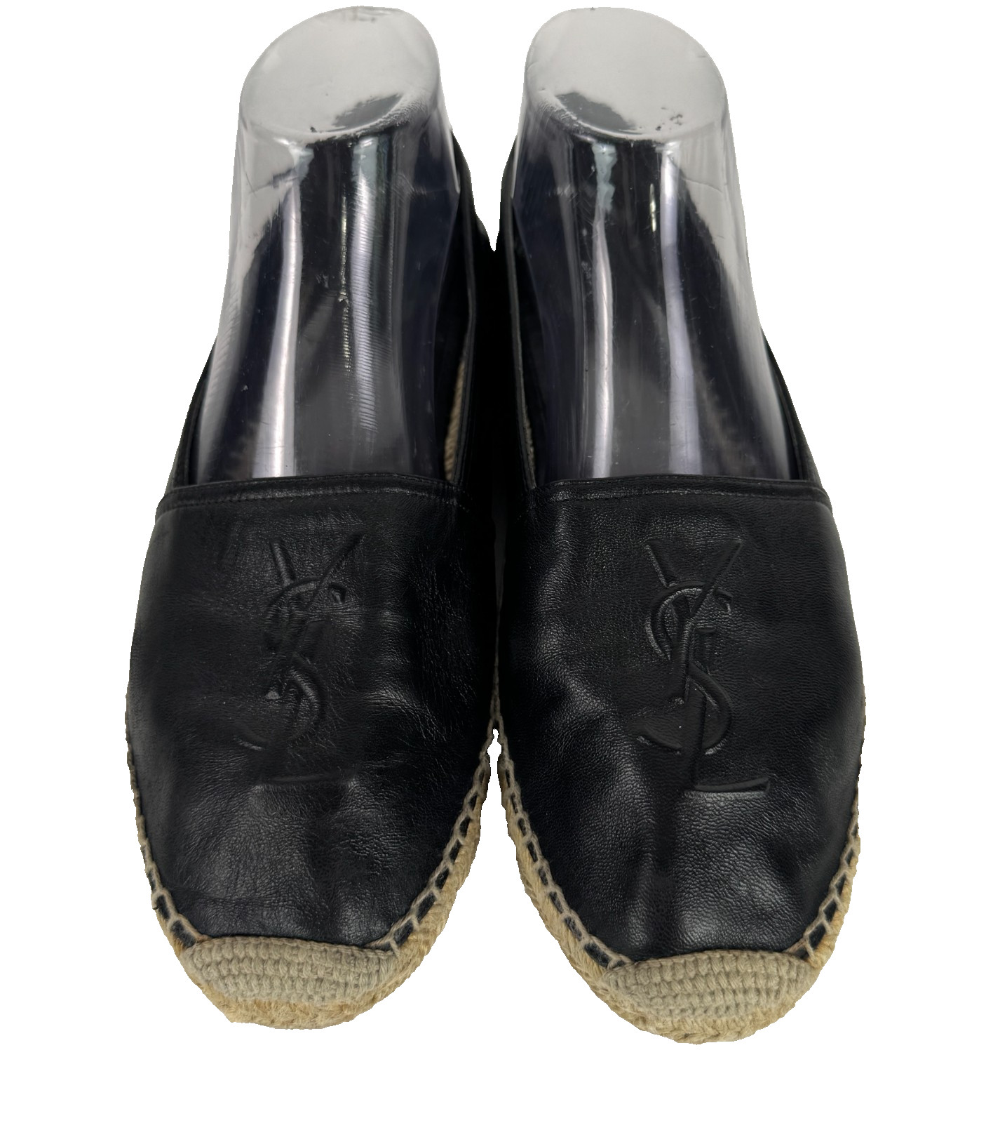 Saint Laurent Auth Black Leather Monogram Espadrilles 8 US 38 EU Shoes Flats Bag