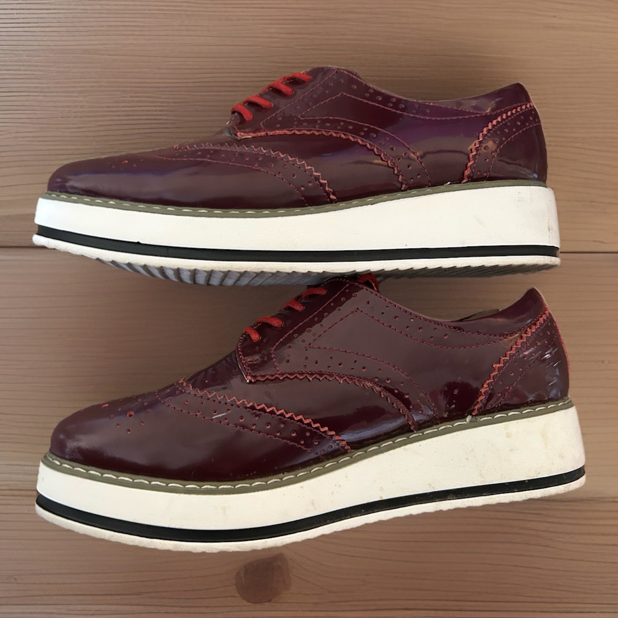 Dadawen Plum Platform Oxford Women’s Size 41 Red Laces