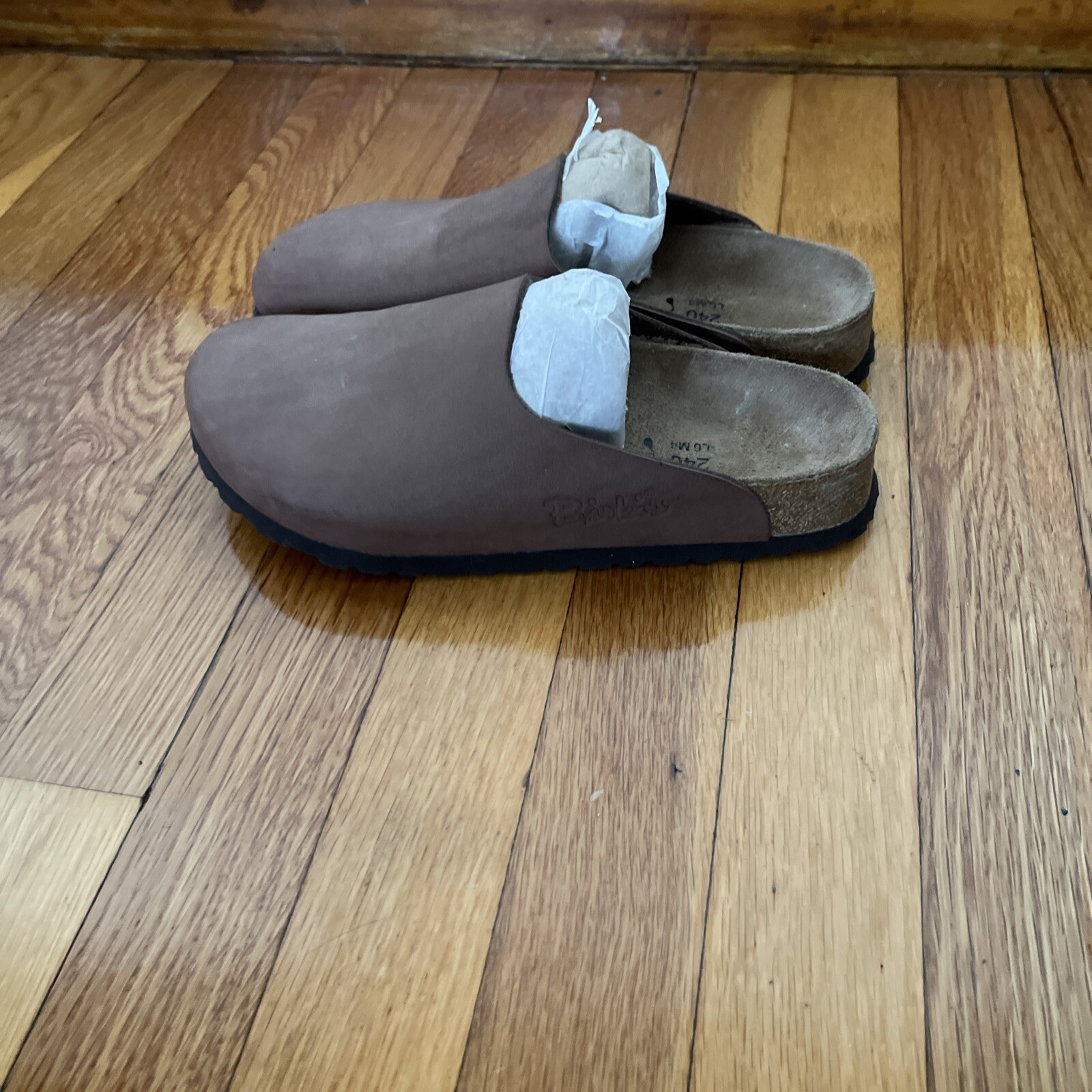Birkenstock Birkis Womens Brown Leather Amsterdam Clogs Slip On Shoes Sz 6 /37