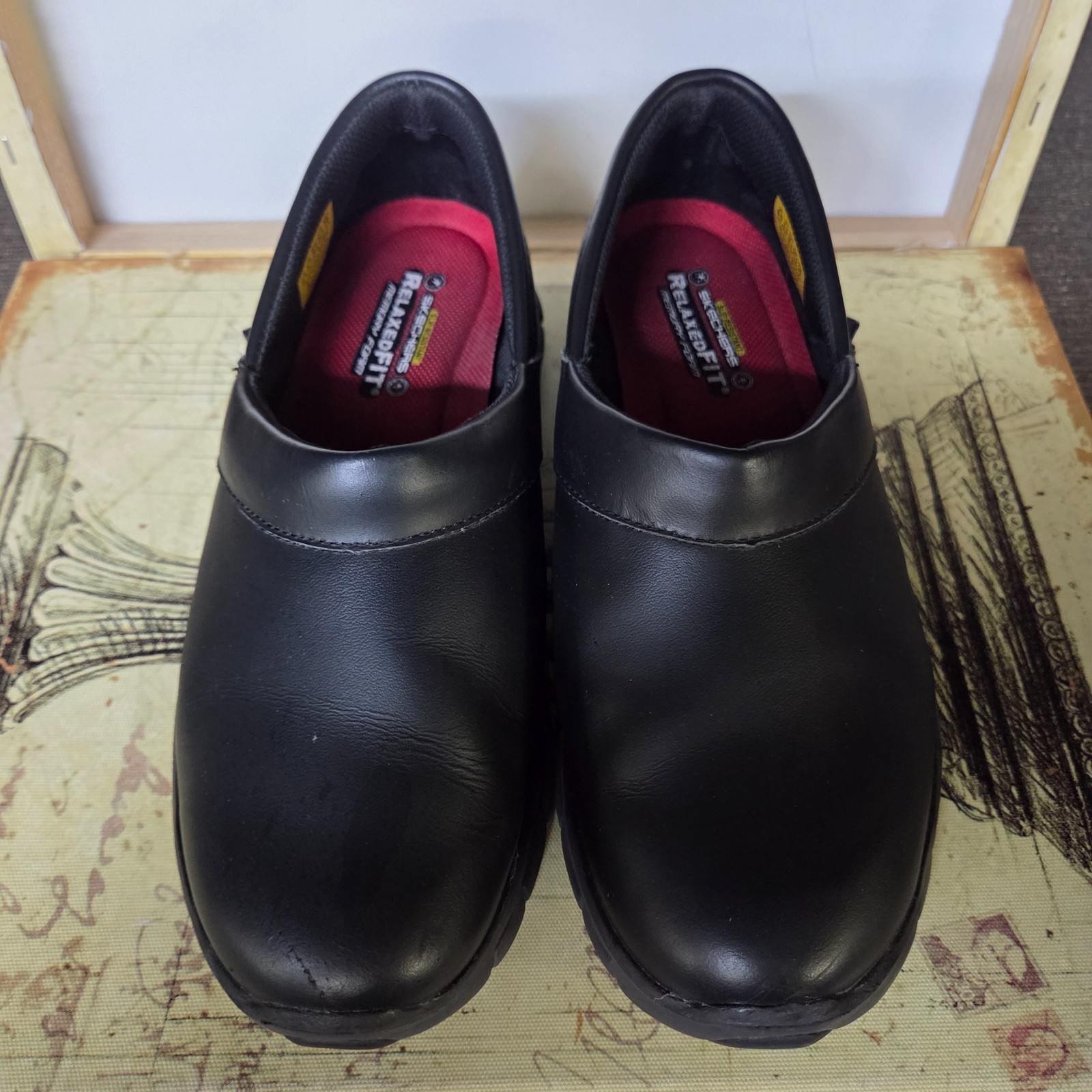 Size 8.5 Skechers Women’s Work Slip-on Shoes Relaxed Fit Black Slip Resistant