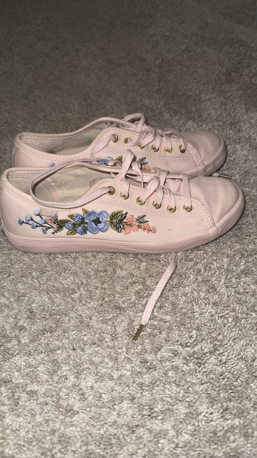 KEDS Rifle Paper Co. Pink Embroidered Blush Sneakers, Women’s Size 7
