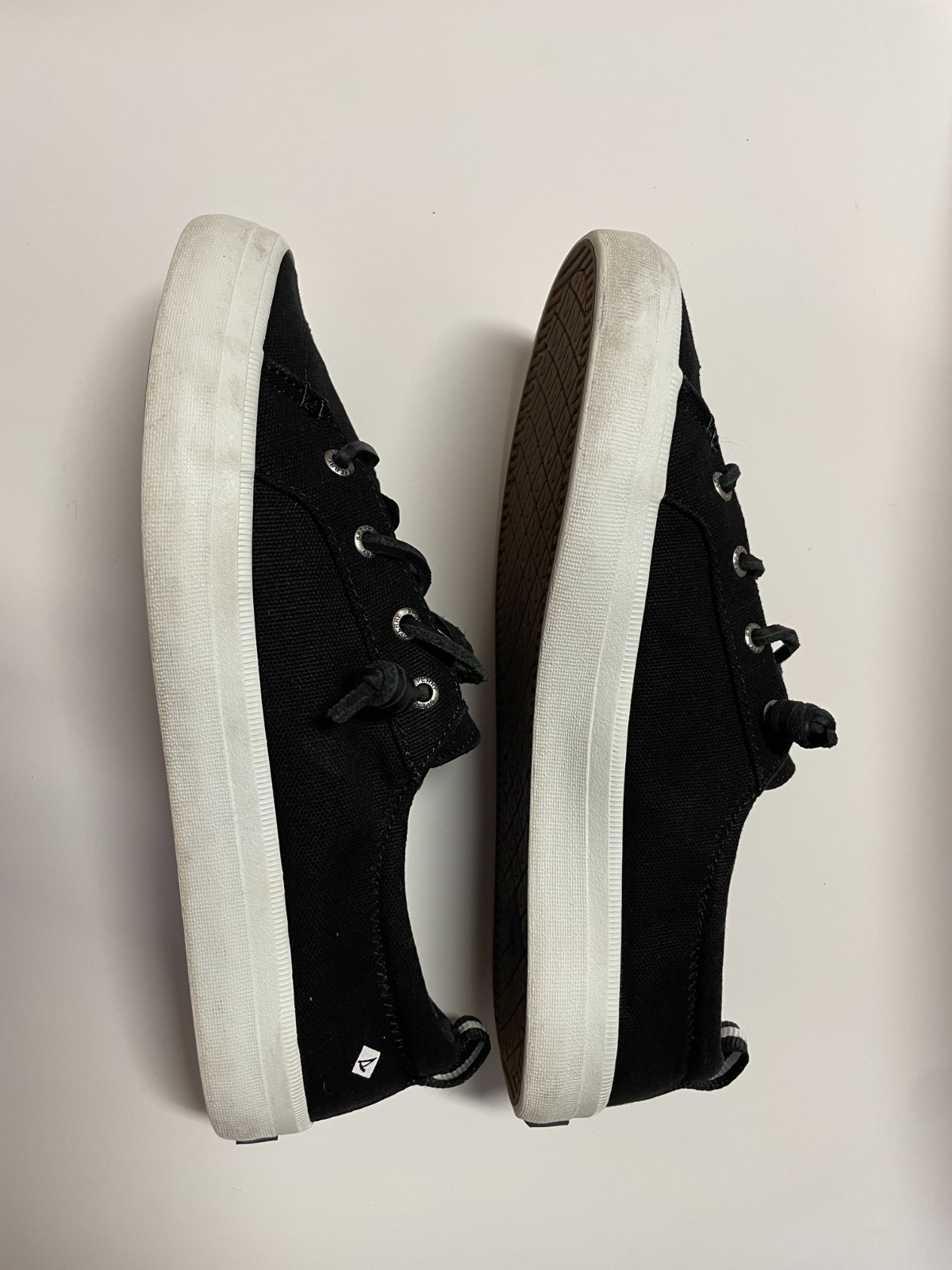 SPERRY Top-Sider Shoes Womens Sz 8.5 Crest Vibe Black CANVAS Slip-On Sneakers