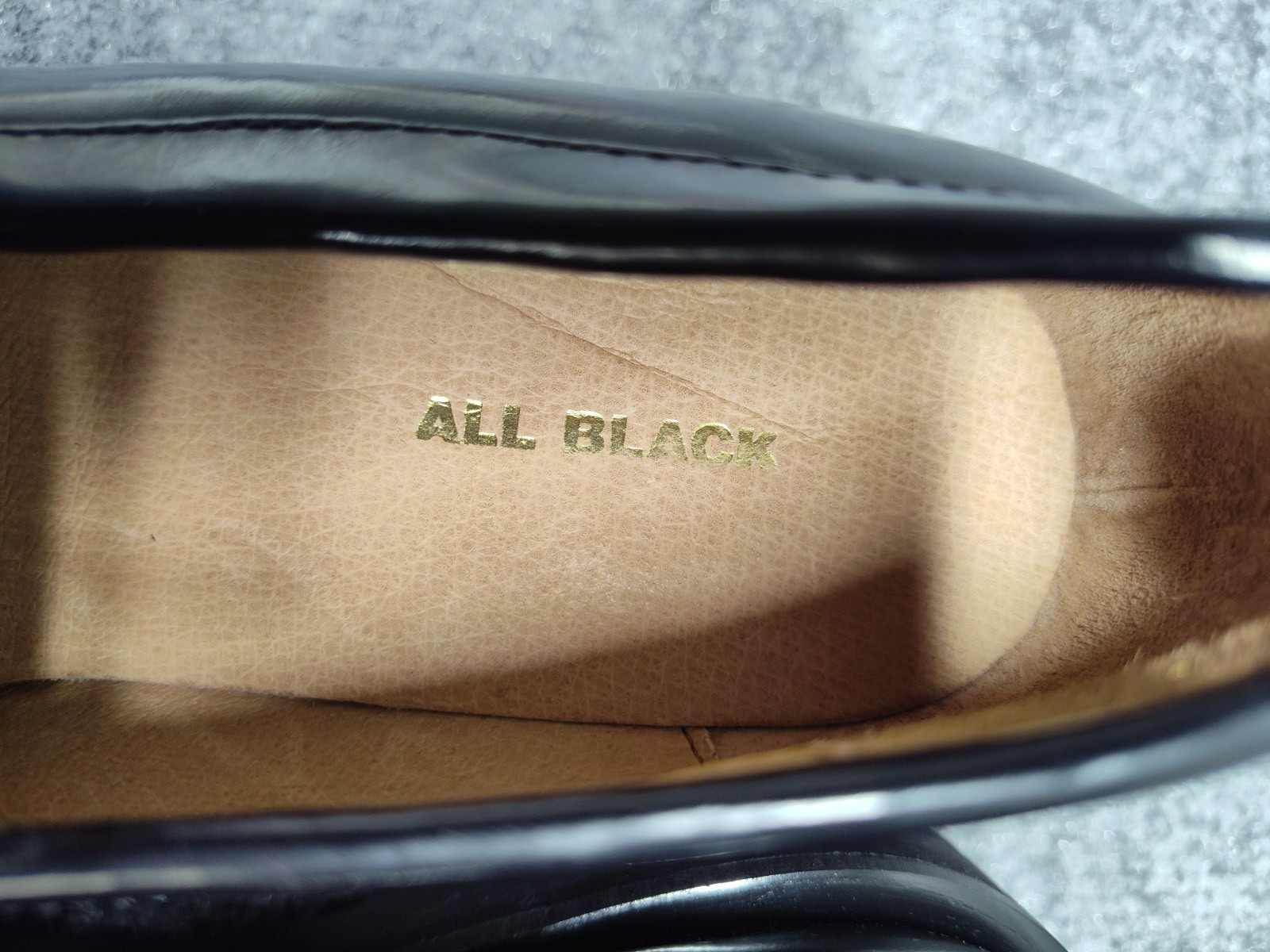 ALL BLACK Women Loafer 37 US 6 Black Patent Leather Slip On Chunky Platform Shoe