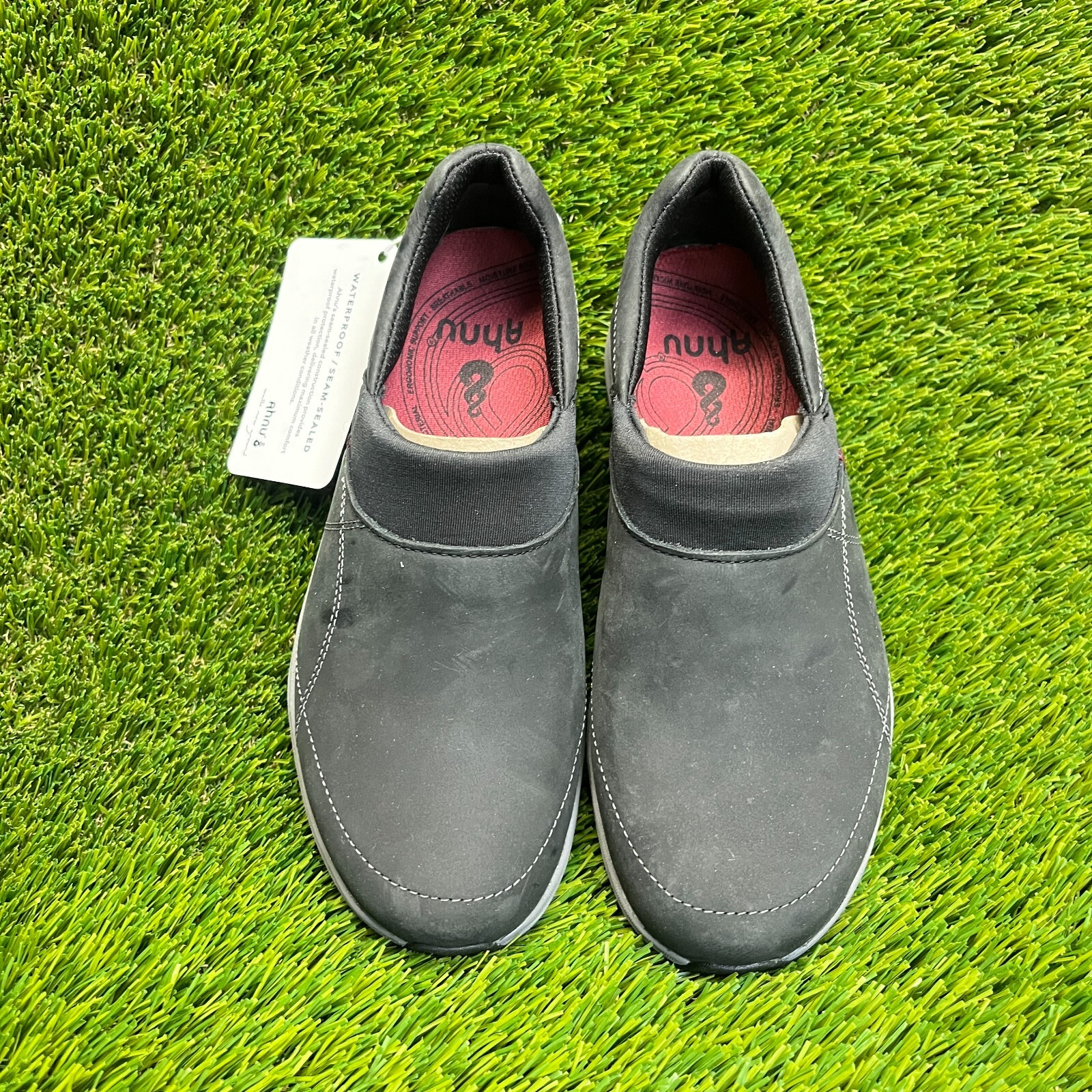 Ahnu Taraval Womens Size 5 Black Casual Walking Hiking Leather Slip On Shoes