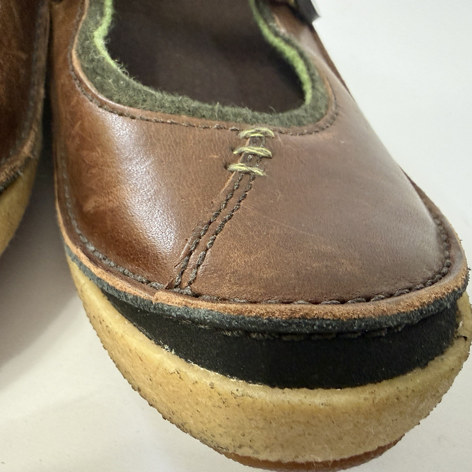 Merrell Womens Paris Saddle Mary Jane Brown Leather Crepe Sole Shoes Size 7