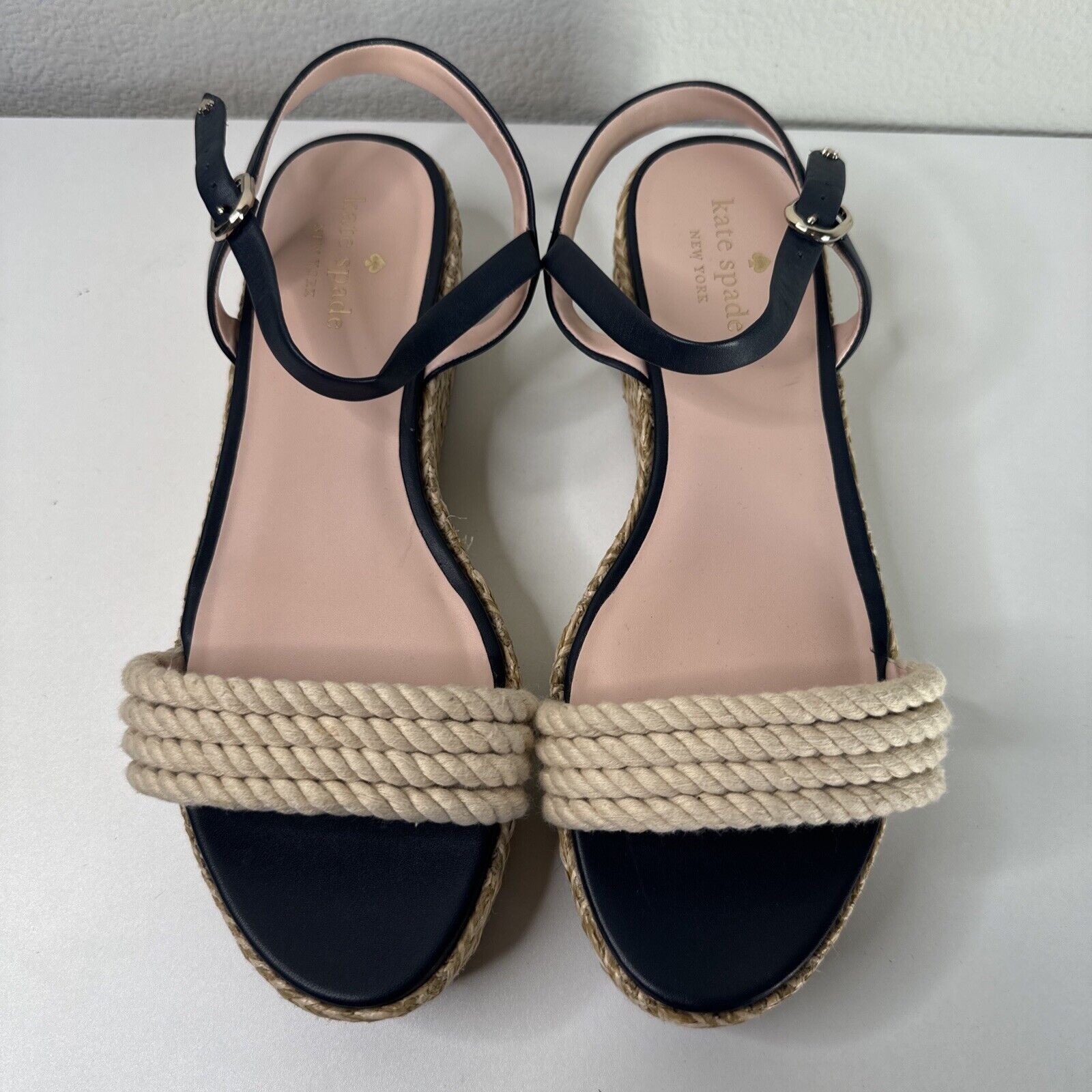 Kate Spade Women’s Beige 2″ Heel Strap Espadrilles Sandals Size 10.5