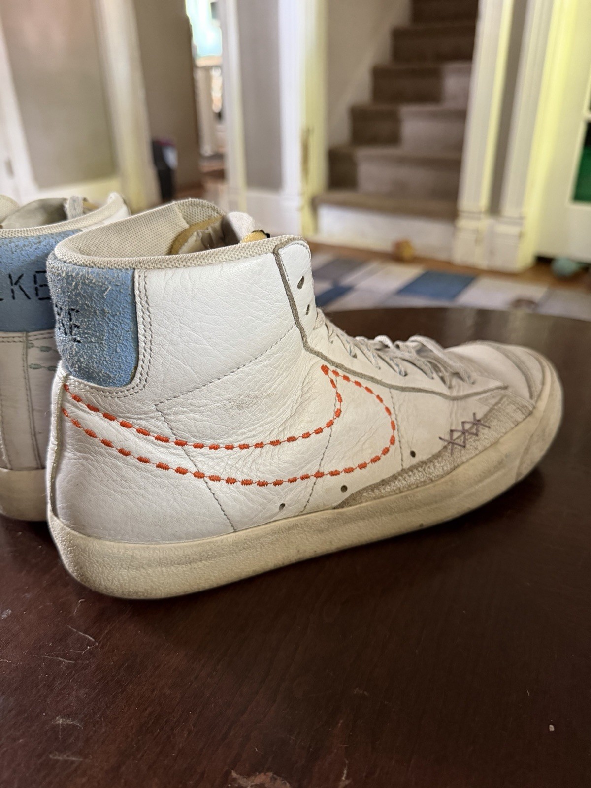 Nike High Top Lace-Up Retro Sneakers White w/ Colored Stitching