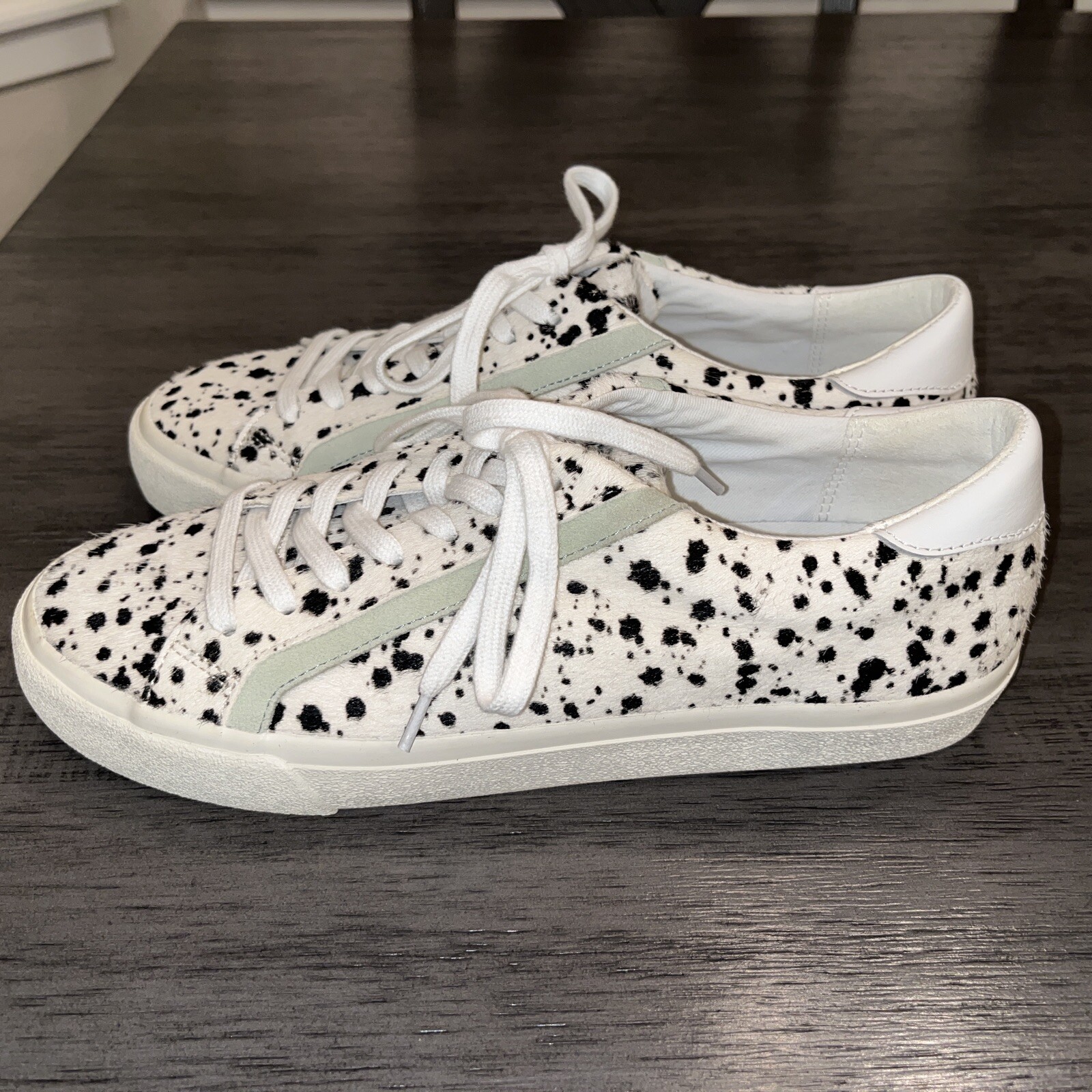 Madewell MWL Calf Hair Sneaker Size 10 White Black Dalmatian Spot Leather Casual