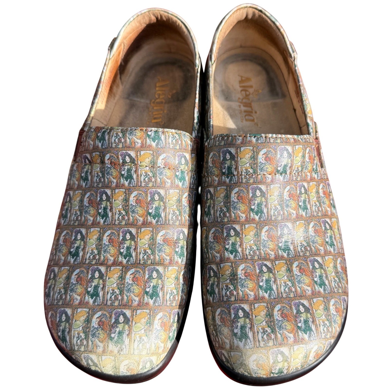 Alegria Keli Professional Leather Clogs Graphic Print Nursing Shoes KEL-7605 40