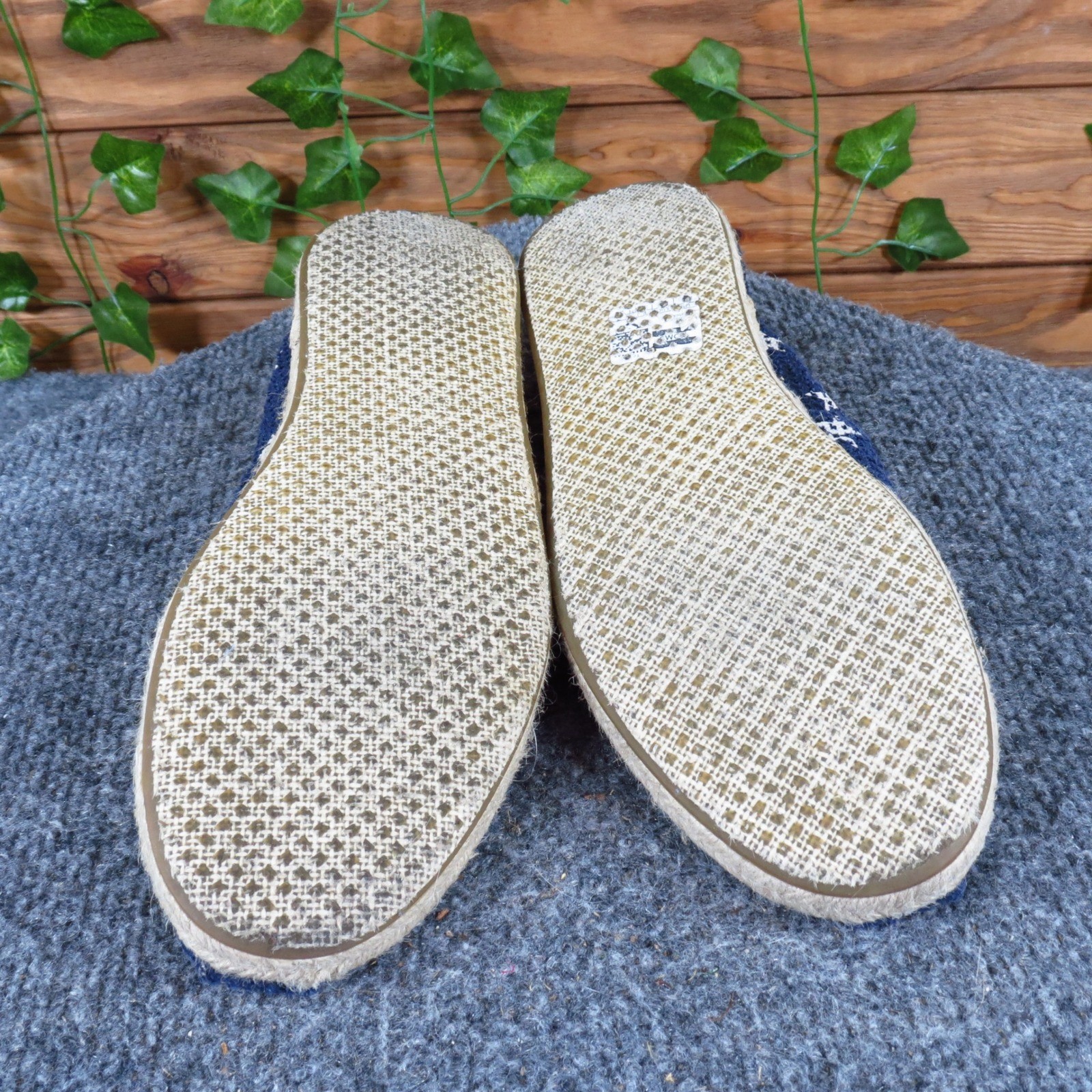 TOMS Classic Freetown Star Women Espadrille Slip On Size 7 Casual Navy Knit Star