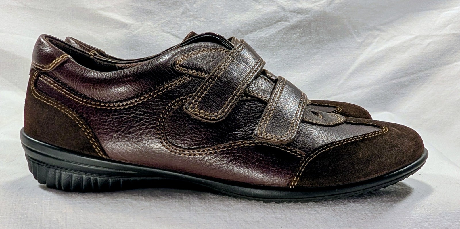 ECCO Brown LEATHER & SUEDE 2-Strap Sneaker WOMEN’S SHOES Comfort SIZE 36 / 5-5.5