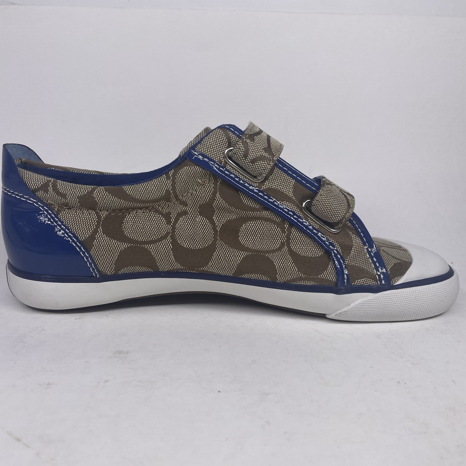 Vintage Coach Britt Sneakers Signature Canvas Blue Patent NOS Deadstock Size 7