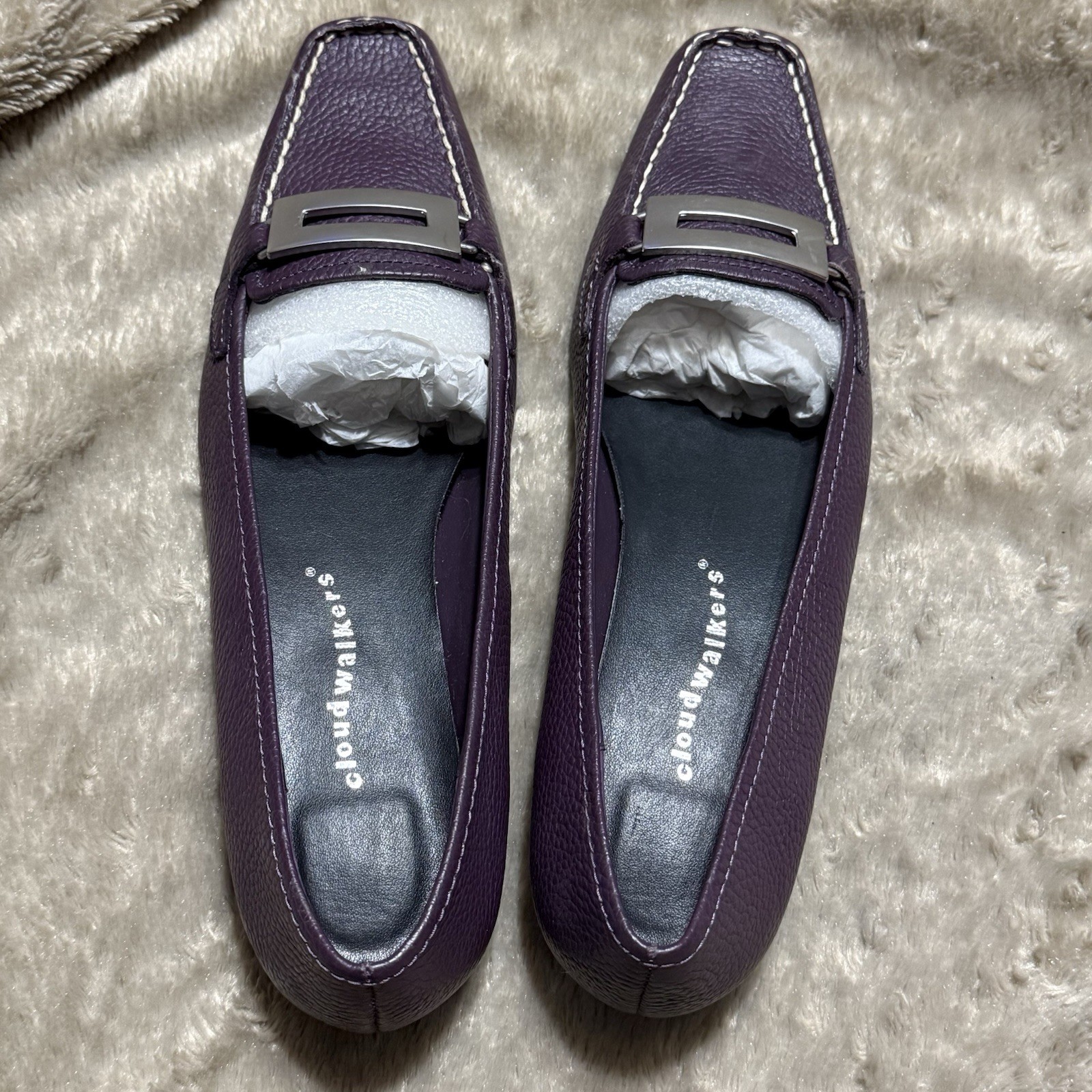 Cloud Walkers Castle Deep Purple Leather Slip On Comfort Shoes Womens 11W,NEW